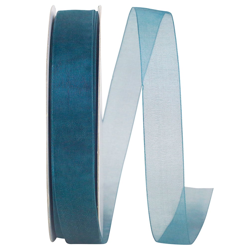 Jam Paper 7/8 Chiffon Mono Sheer Ribbon in Turquoise | 7/8 x 100yd | Michaels