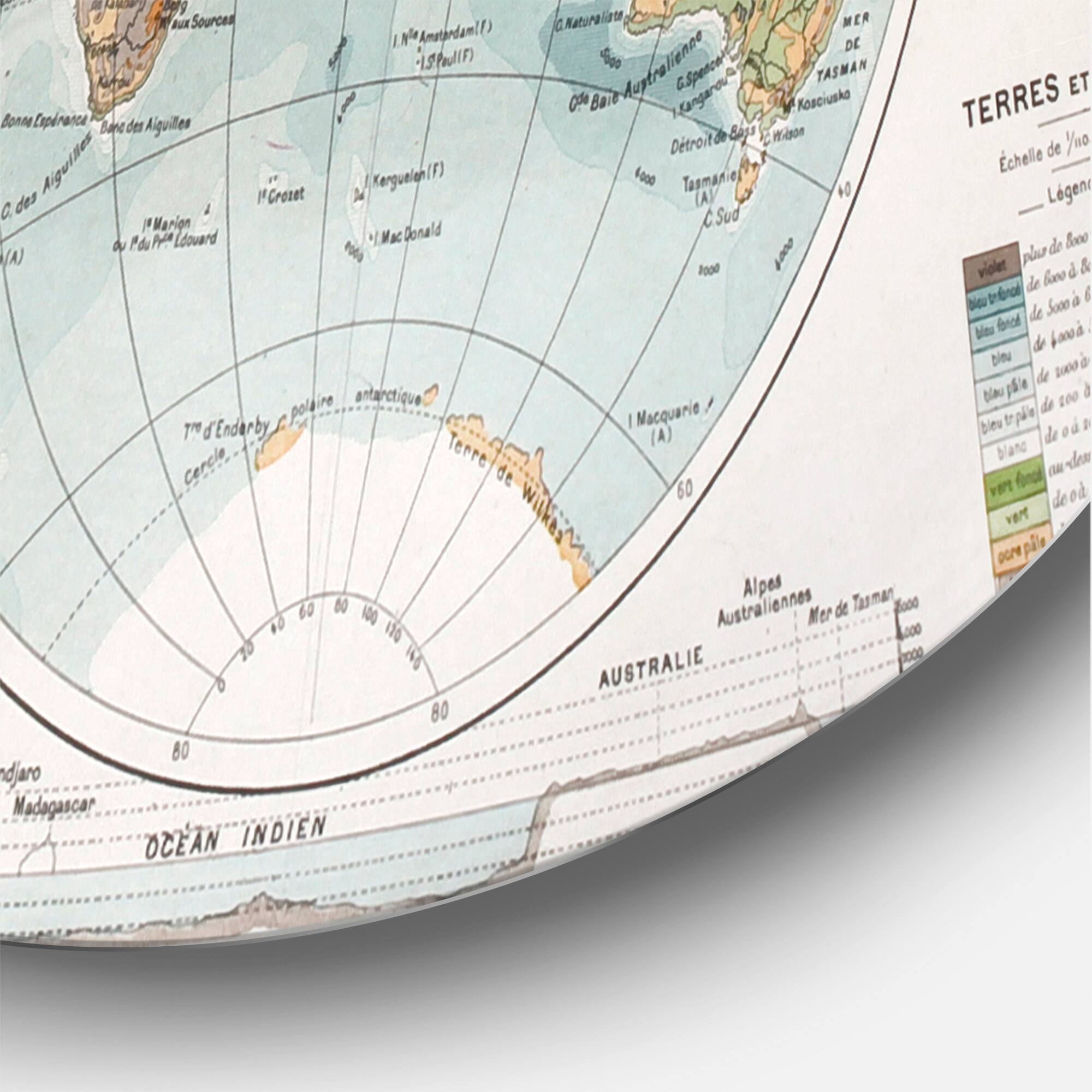 Designart - Ancient Map of The World II - Rustic Metal Circle Wall Art