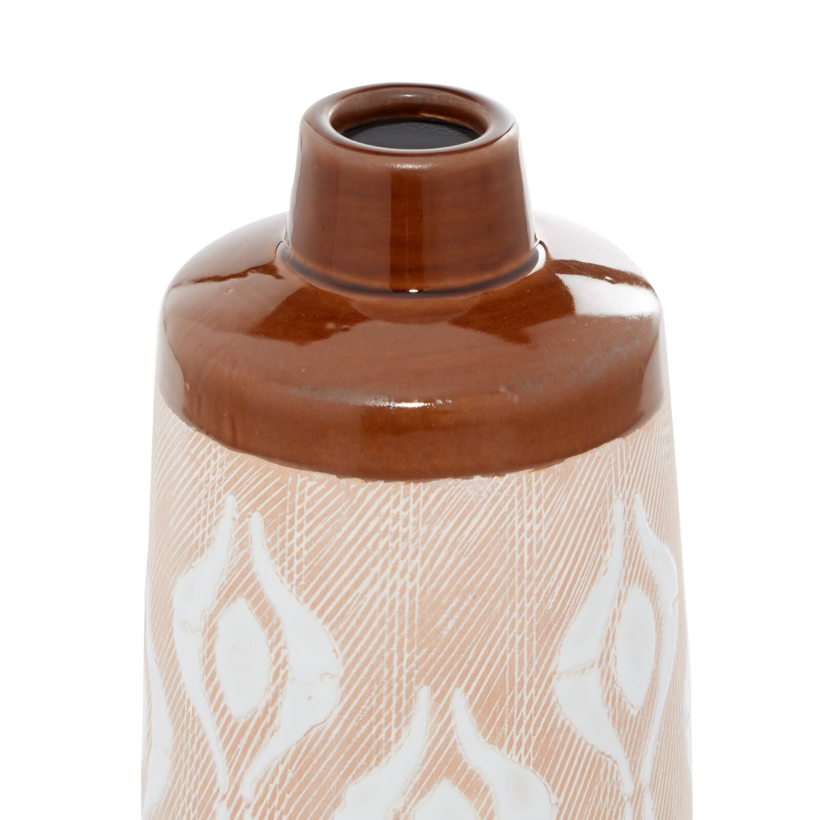 Tan Porcelain Traditional Vase 12" x 5" x 5"