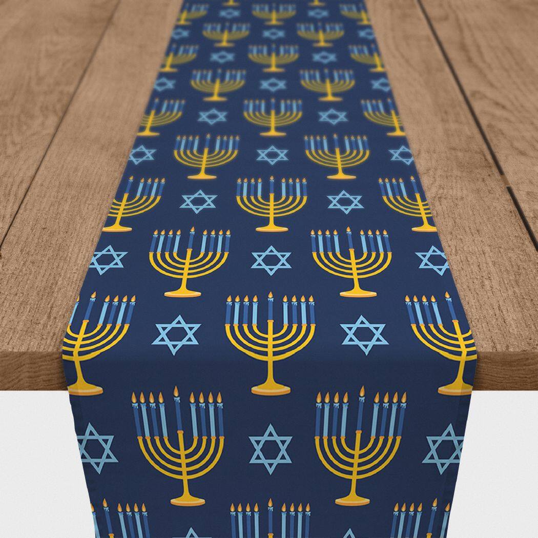 Menorah Print 16x90 Cotton Twill Runner