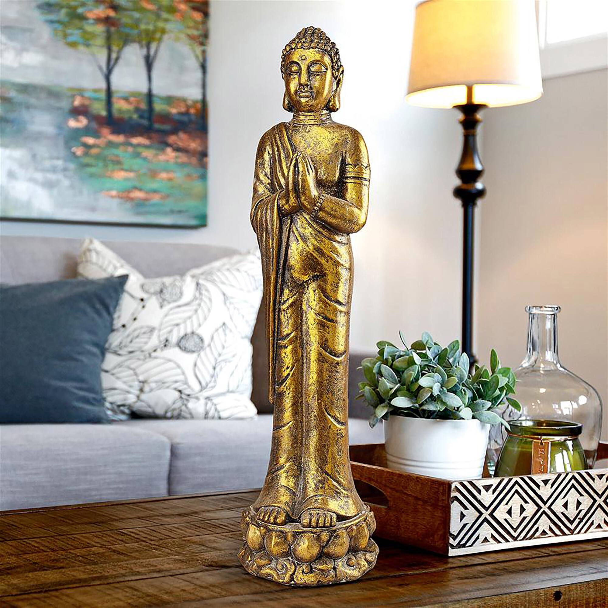 Design Toscano 28" Golden Serenity Buddha Asian Statue
