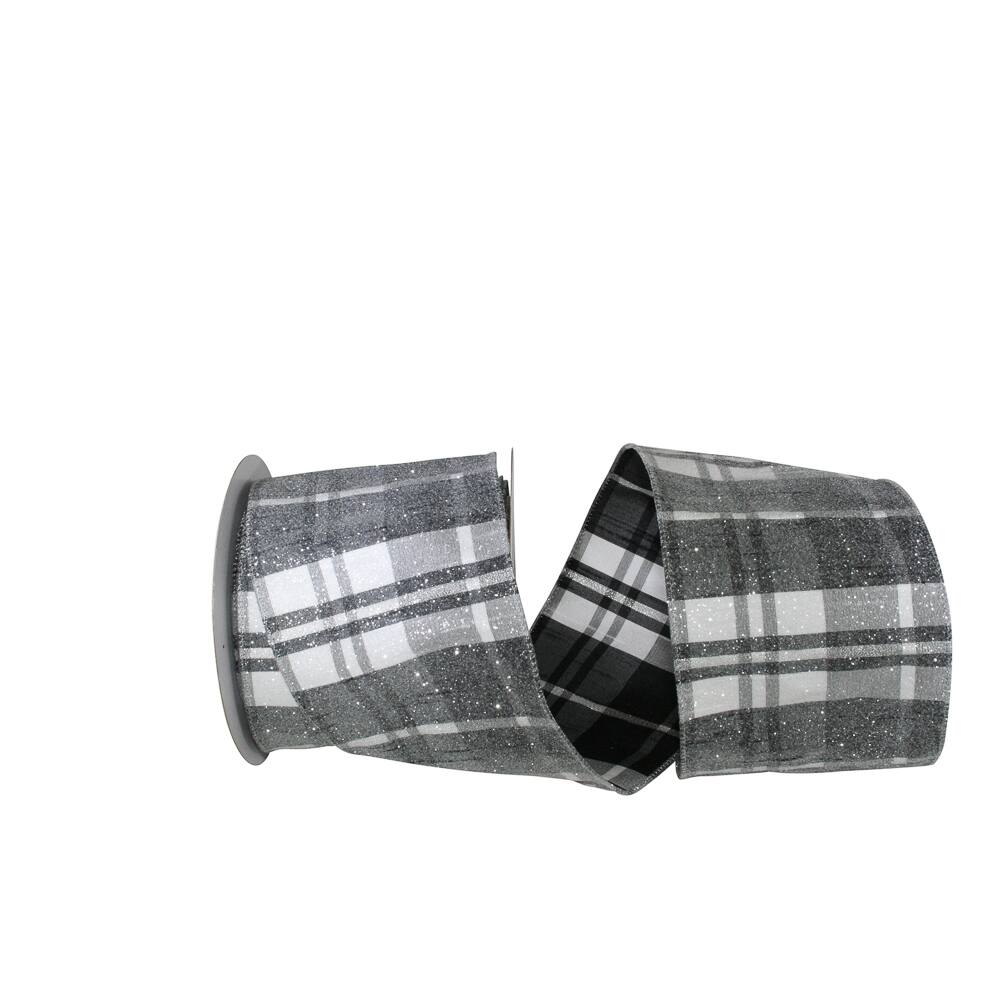 JAM Paper 4" x 10yd. Frosted Wired Grand Plaid Ribbon