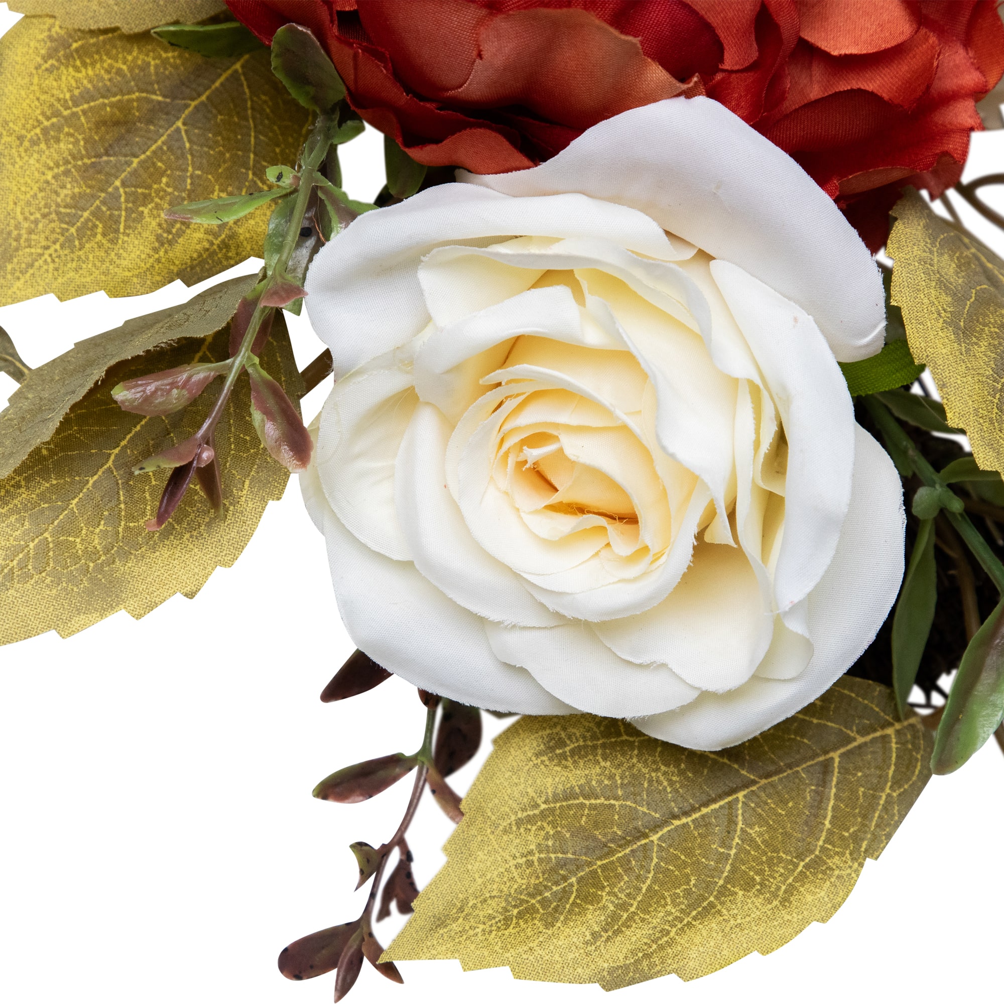 21" Autumn Harvest Artificial Floral Half Wreath with Fall Foliage