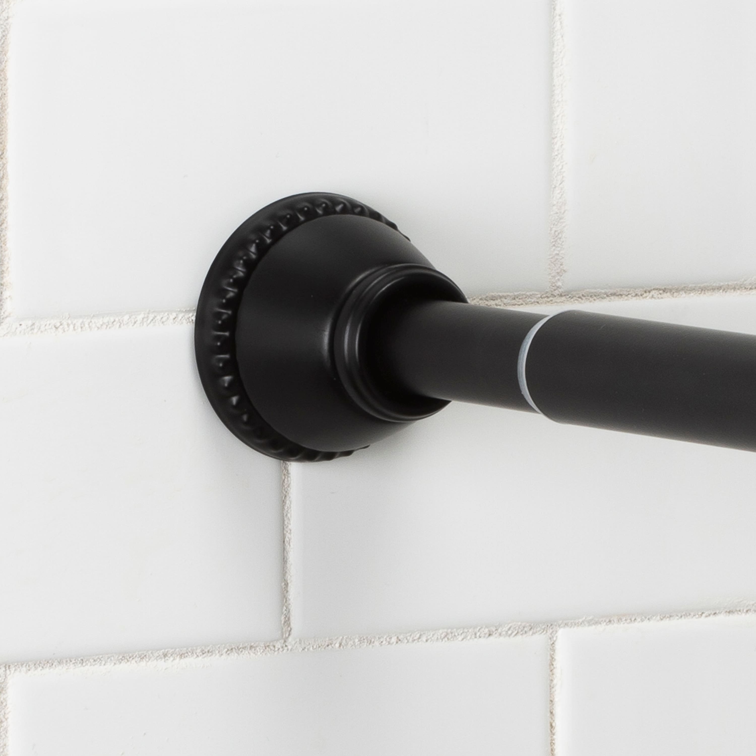 Bath Bliss Matte Black Decorative Tension Shower Rod