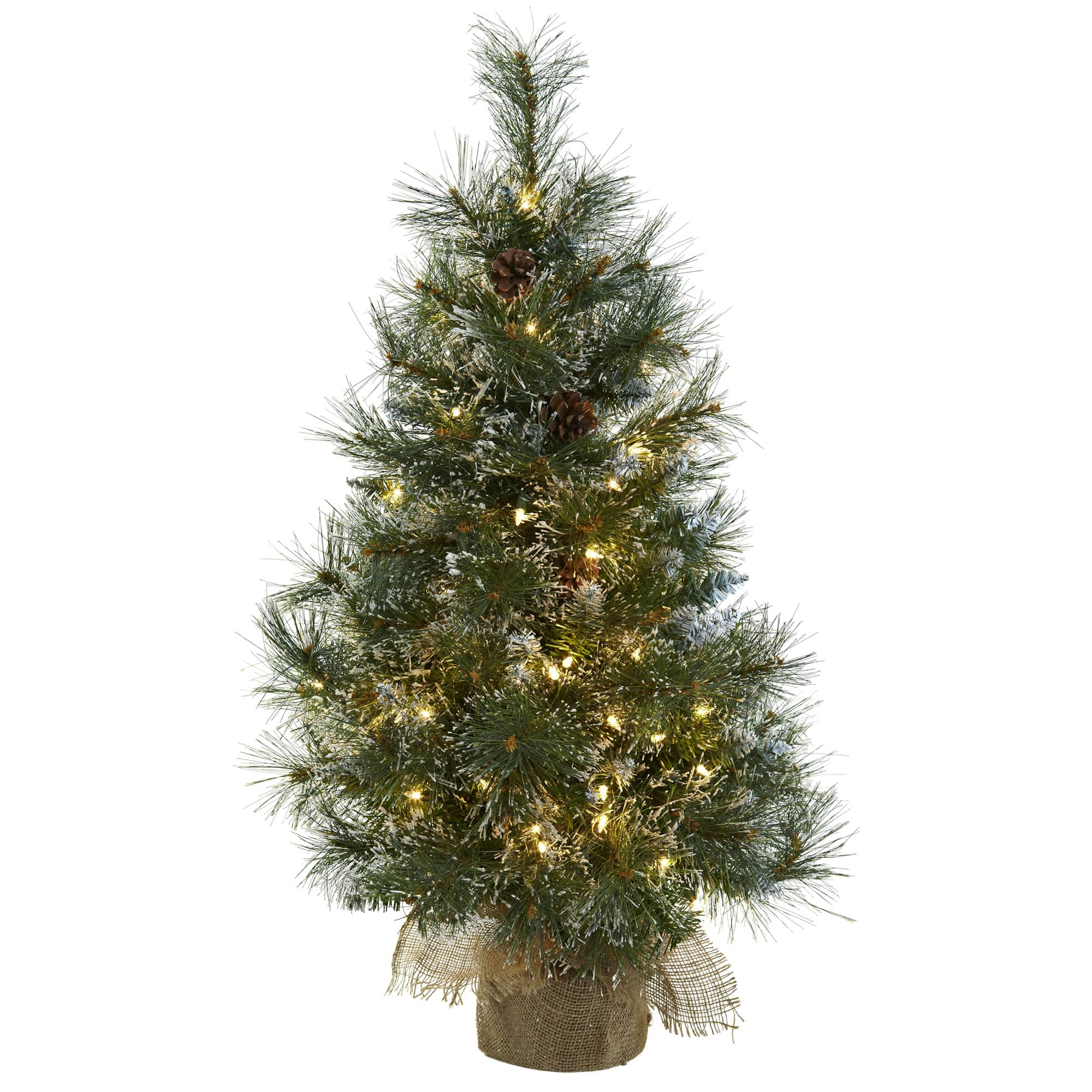 3ft. PreLit Frosted Artificial Christmas Tree with Pinecones, Clear