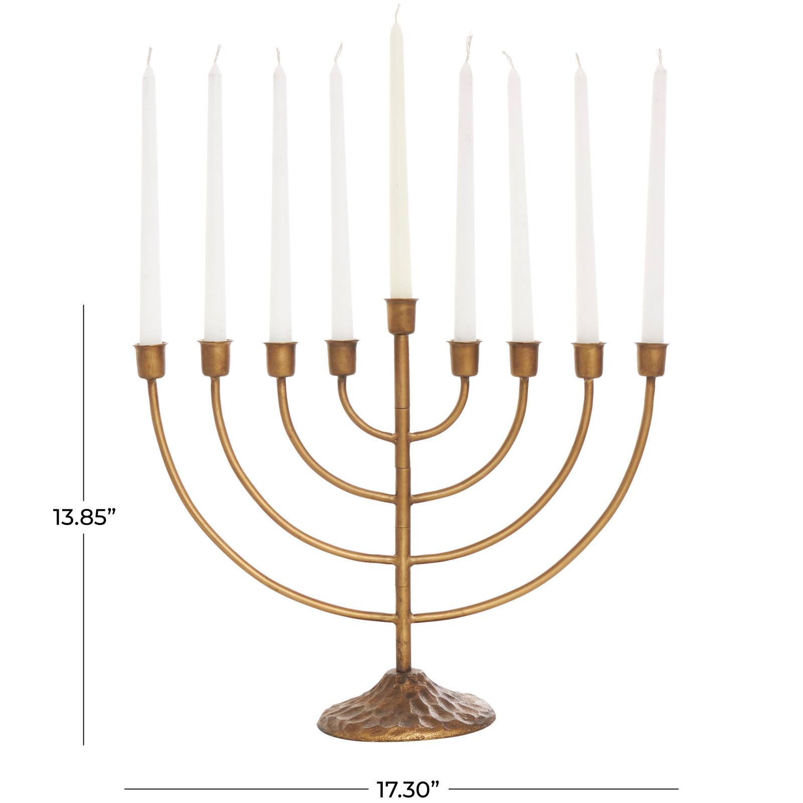 17" Bronze Metal Layered Arch Candelabra with Textured Base