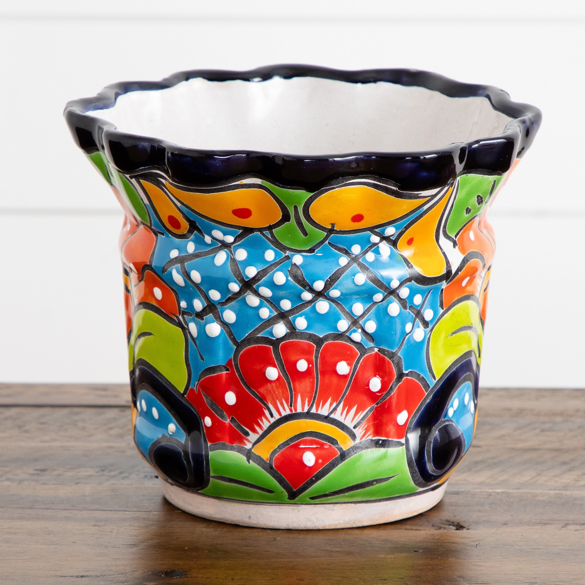 8&#x22; Handmade Mexican Talavera Ceramic Planter