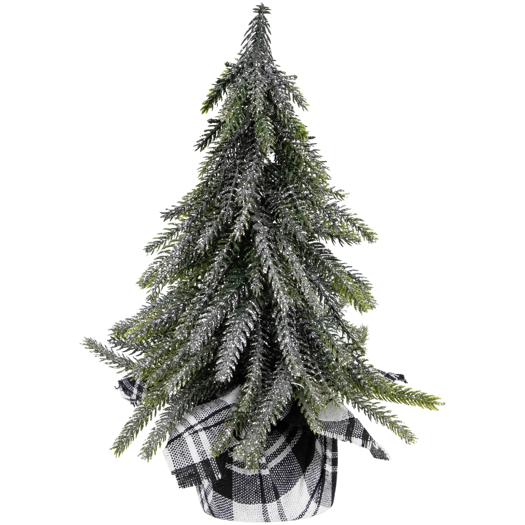 9.5" Unlit Mini Silvery Pine Downswept Artificial Christmas Tree Set