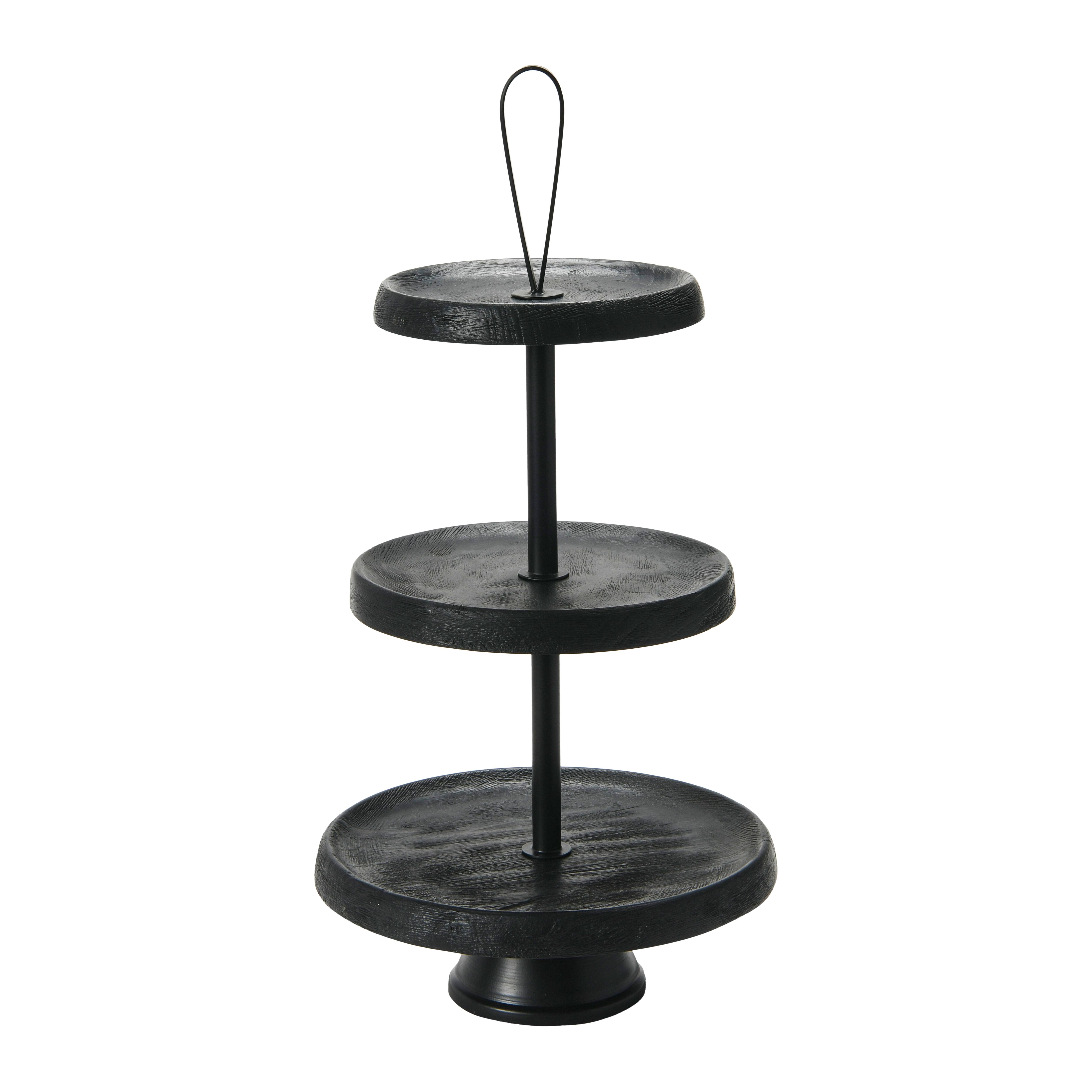 Hello Honey® 21.5" Black Elegant Modern 3-Tiered Tray