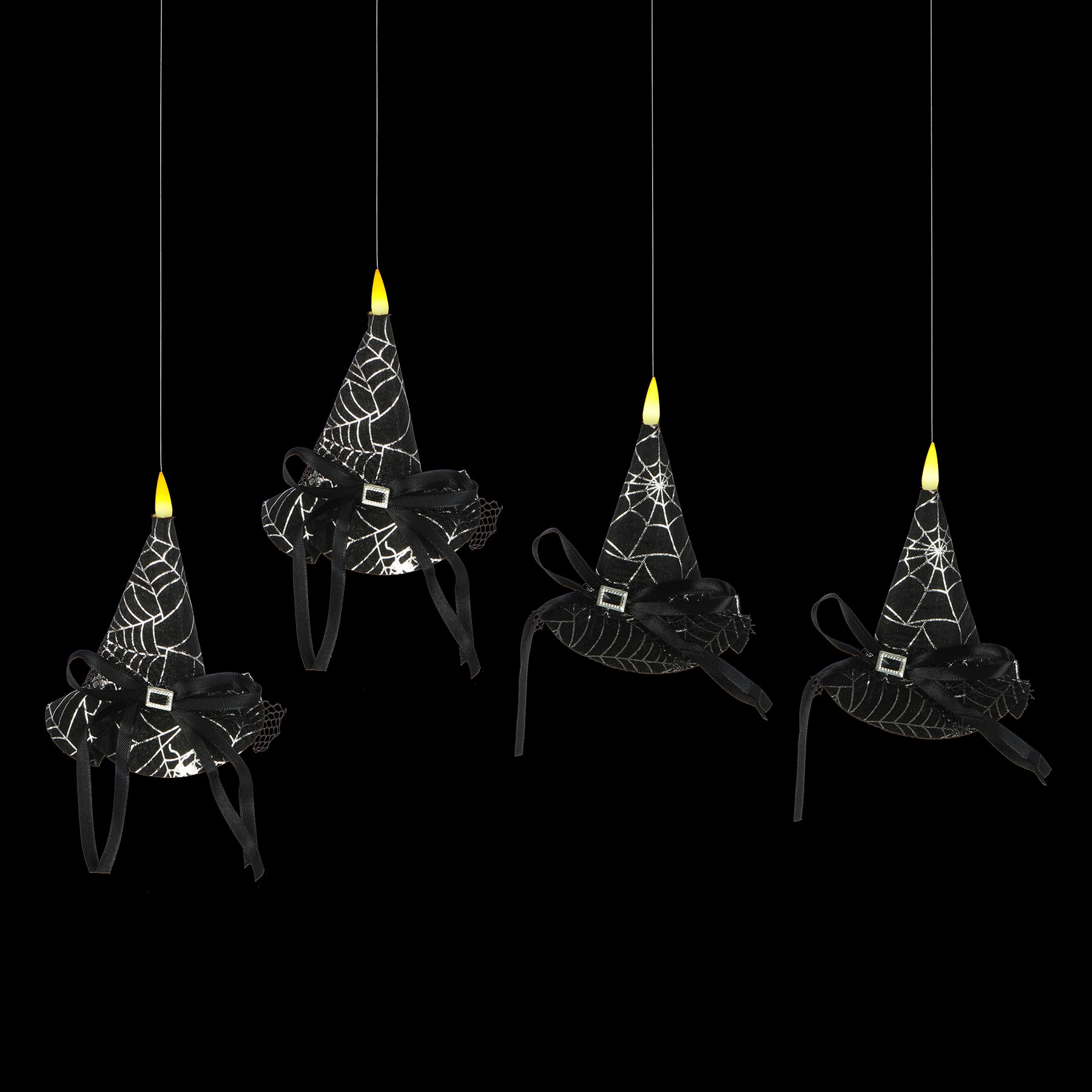 4ct. Warm White LED Hanging Black Witch Hat Candles by Ashland&#xAE;