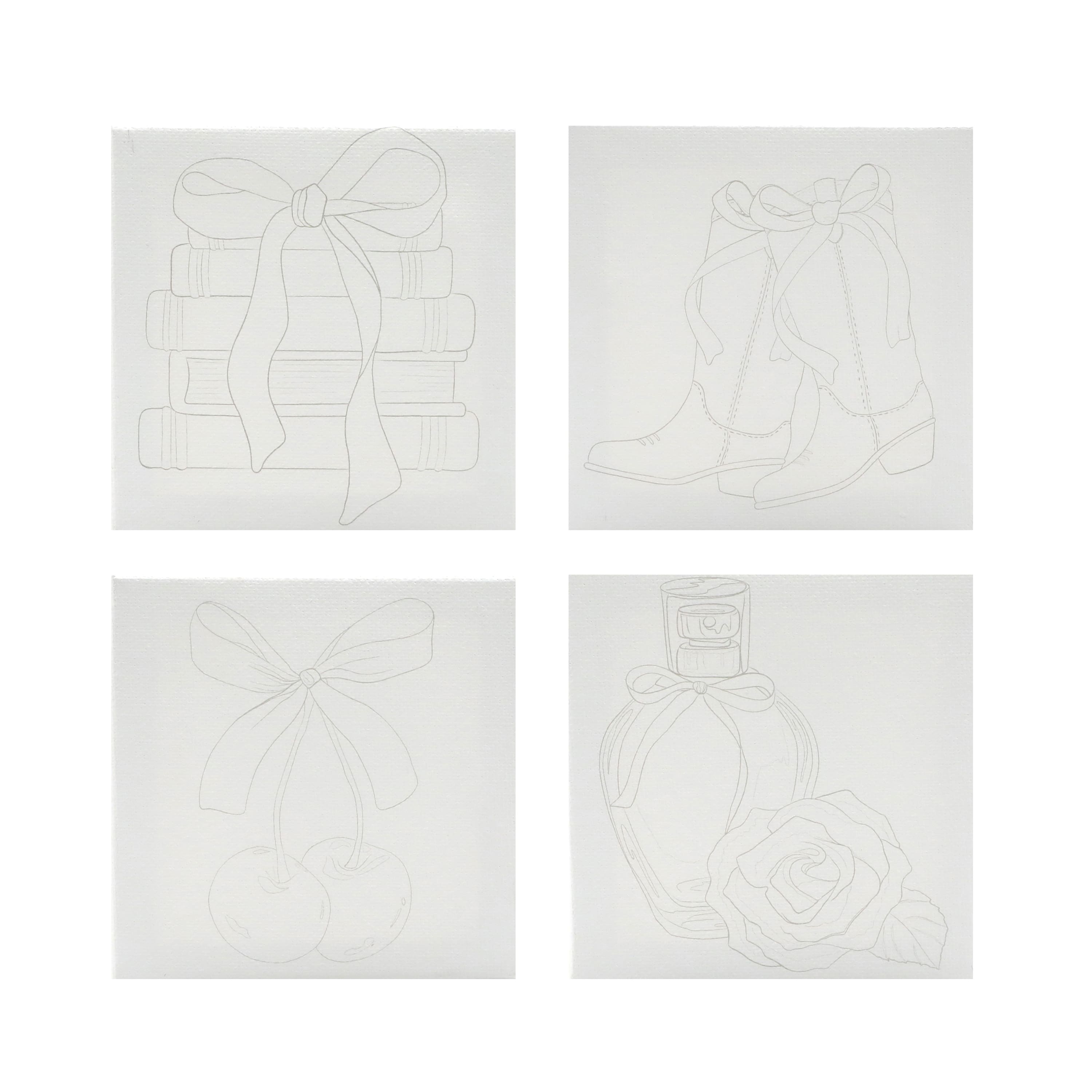 4&#x22; x 4&#x22; Bows Canvas Painting Kit by Craft Smart&#xAE;