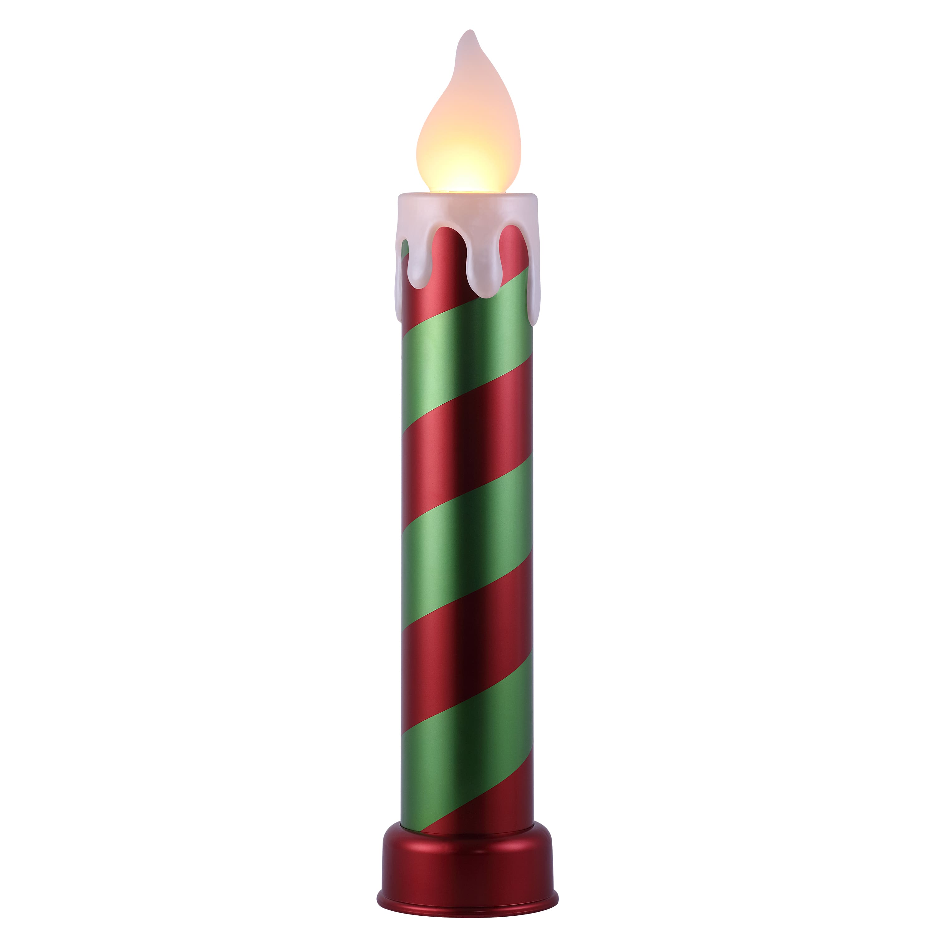 3ft. LED Red &#x26; Green Striped Metallic Candle D&#xE9;cor