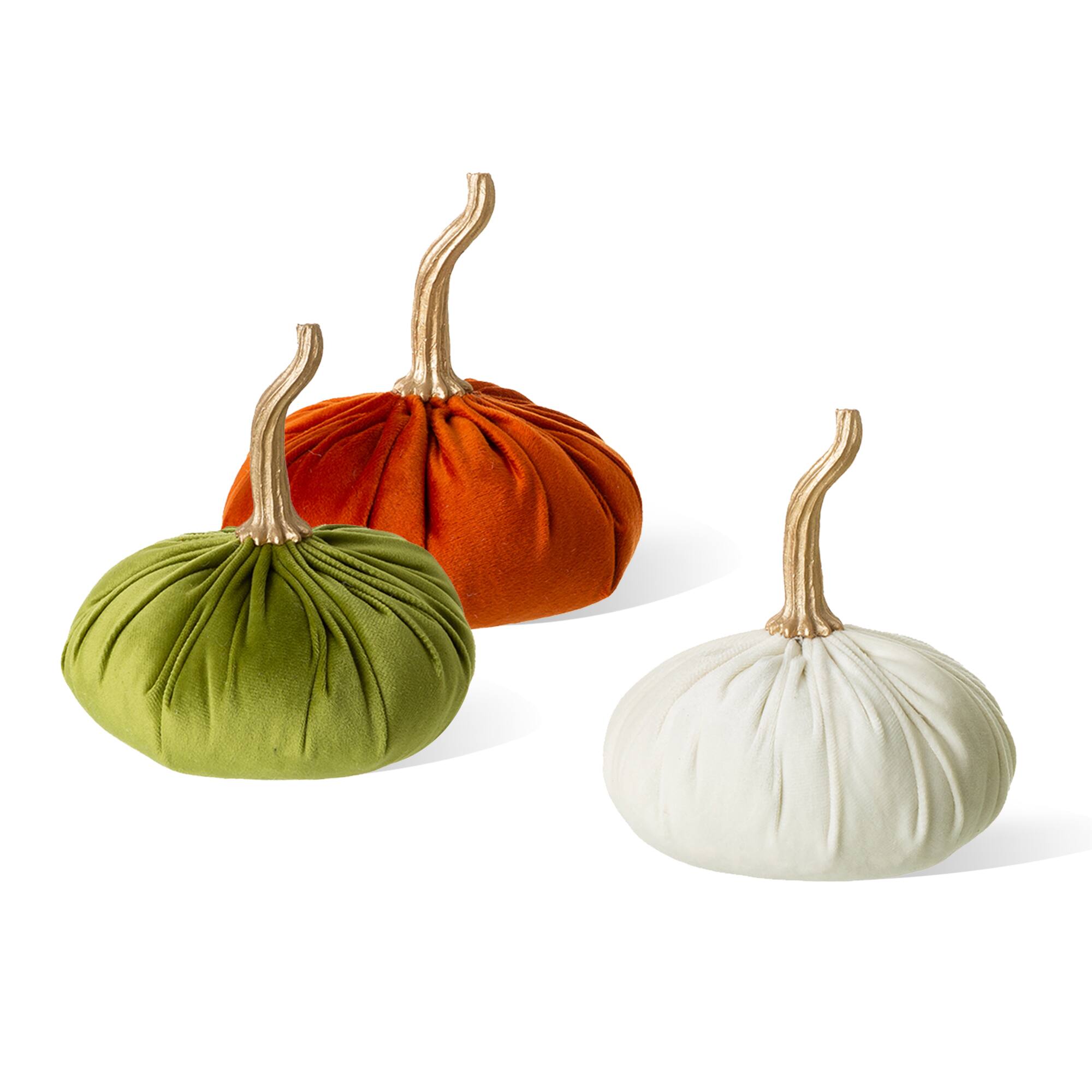 Glitzhome&#xAE; Colorful Velvet Pumpkins Set