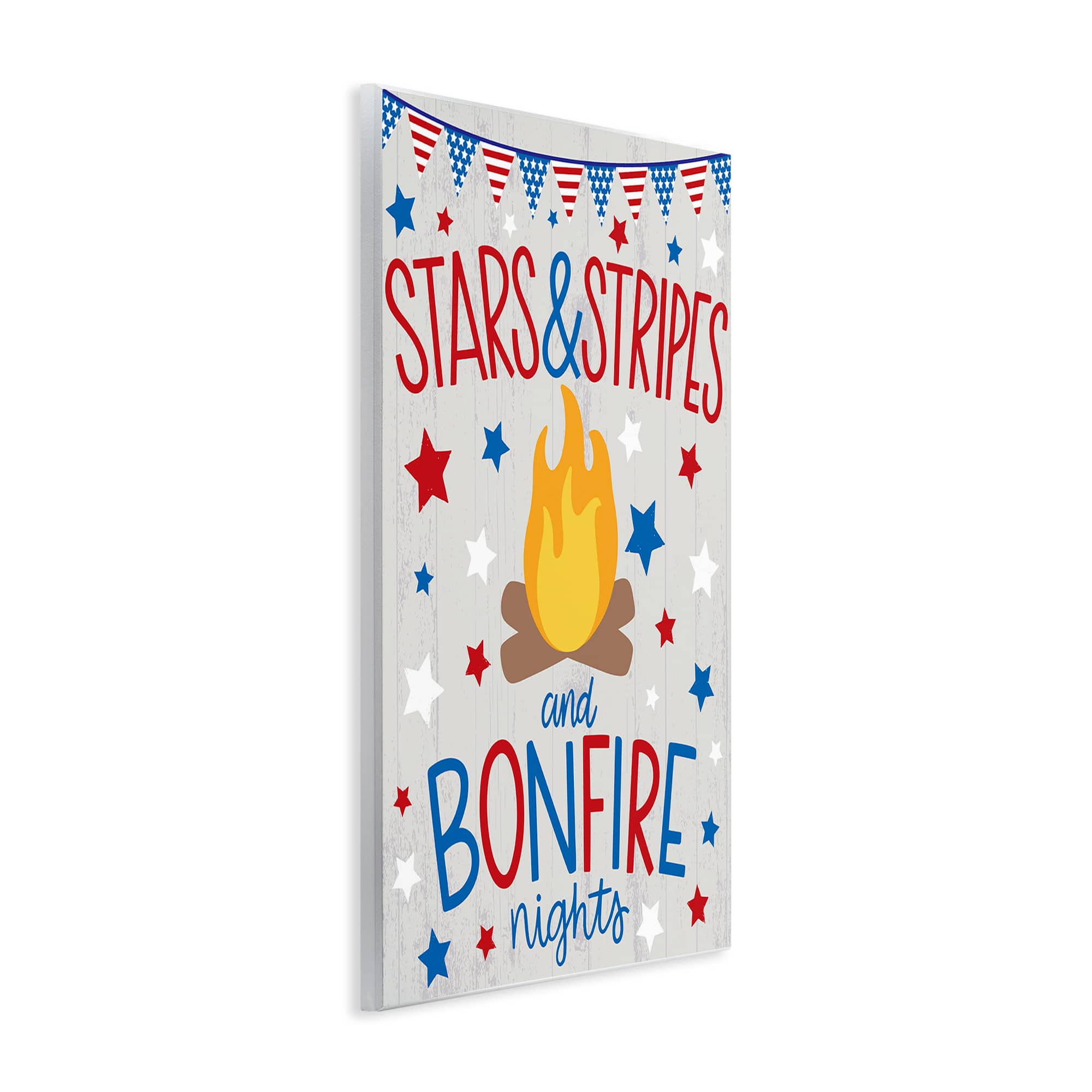 Stupell Industries Stars Stripes and Bonfire Phrase Nights Americana Pride Wall Plaque Art
