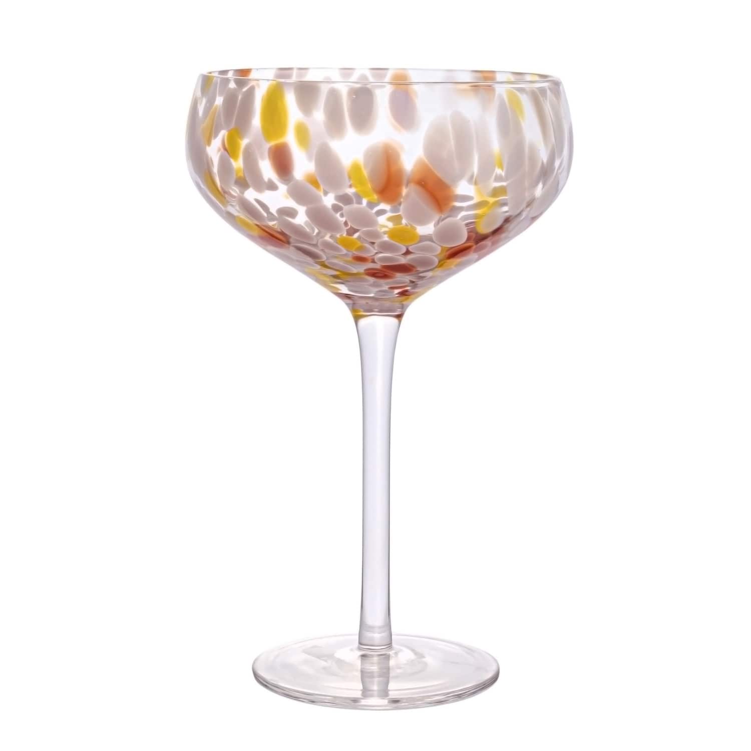 Hello Honey® 7" Speckle Round Stemmed Champagne Coupe Glass Set