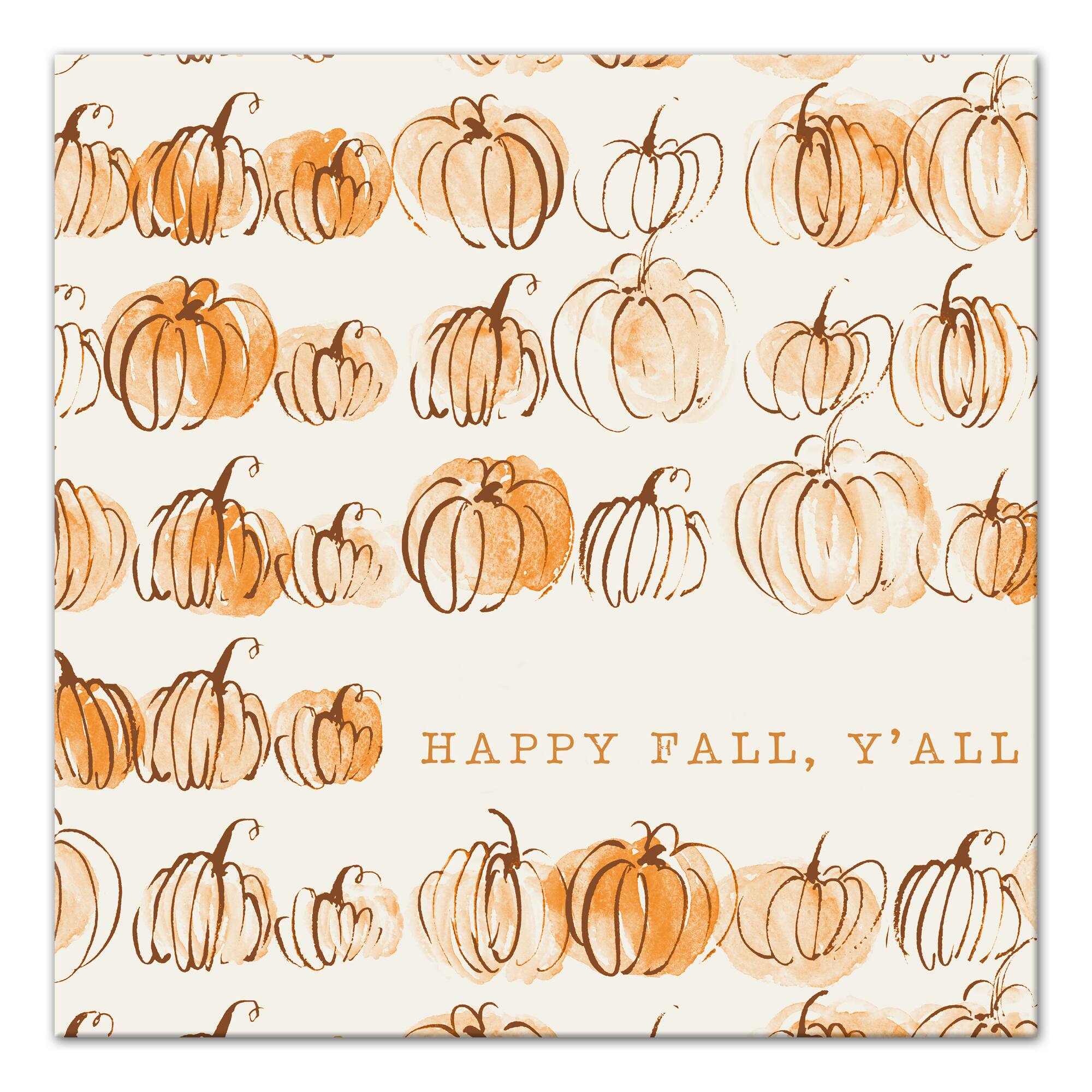 Watercolor Pumpkin Pattern Canvas Wall Art