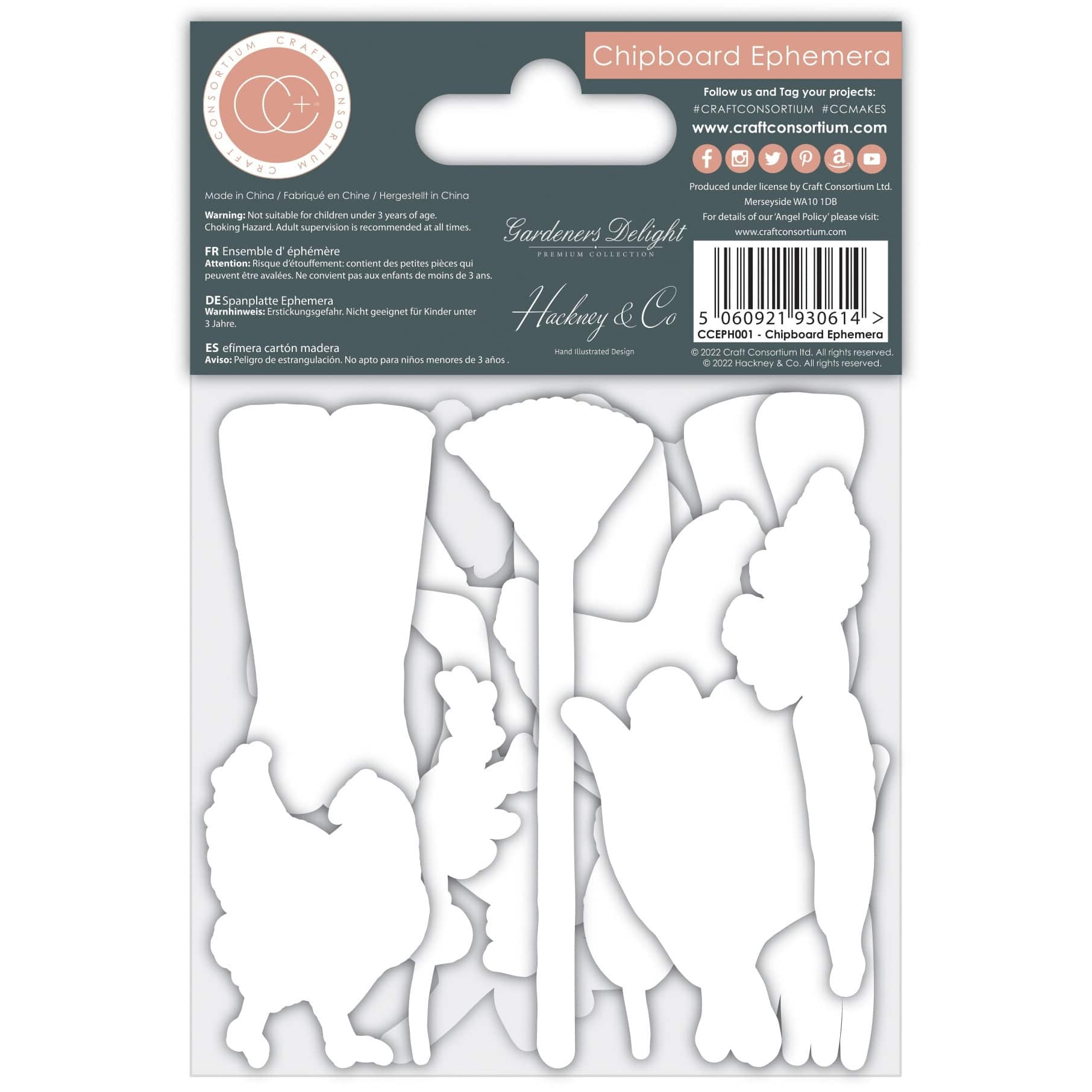 Craft Consortium Gardeners Delight Chipboard Ephemera Set