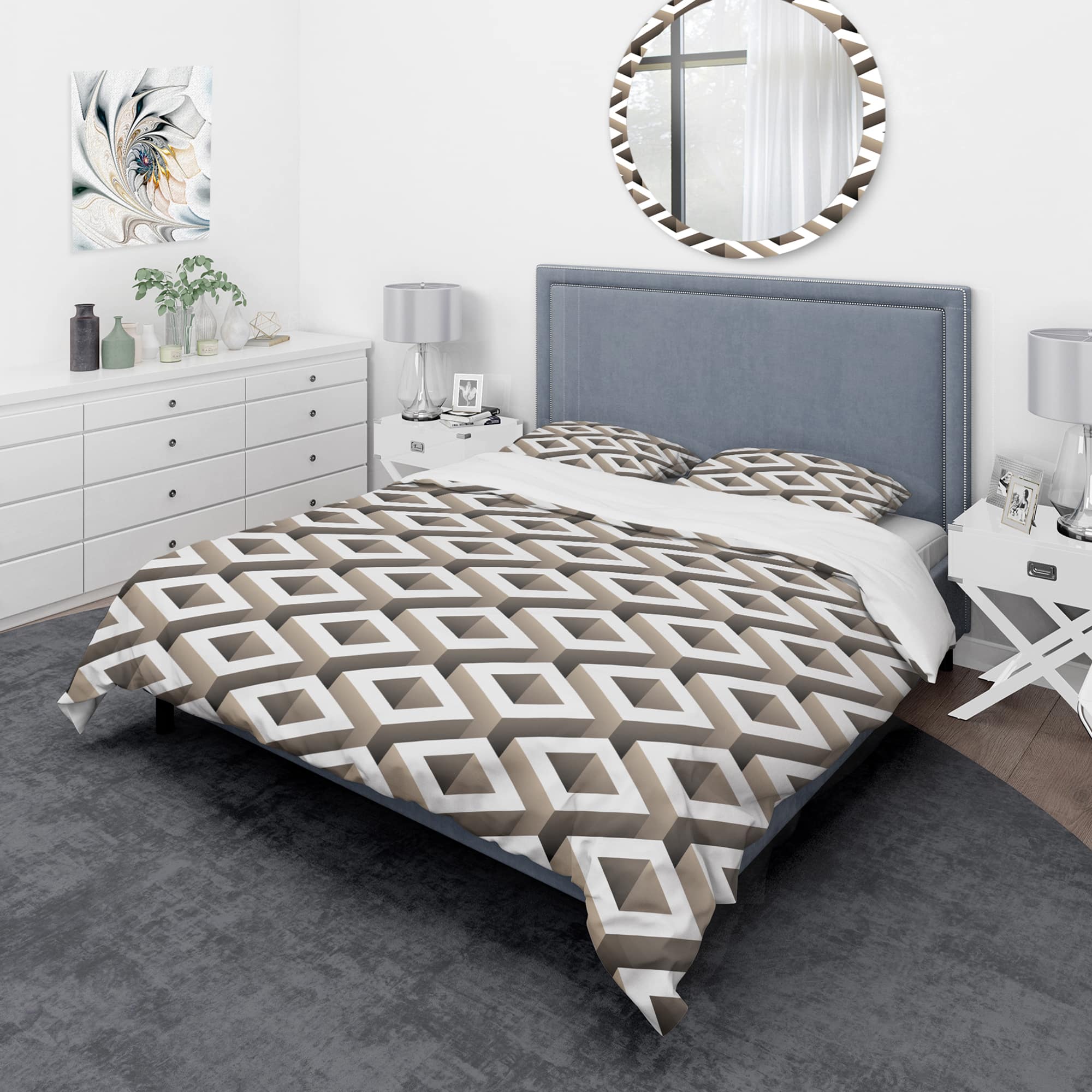 Designart &#x27;Boxes Illustration&#x27; Scandinavian Bedding Set - Duvet Cover &#x26; Shams