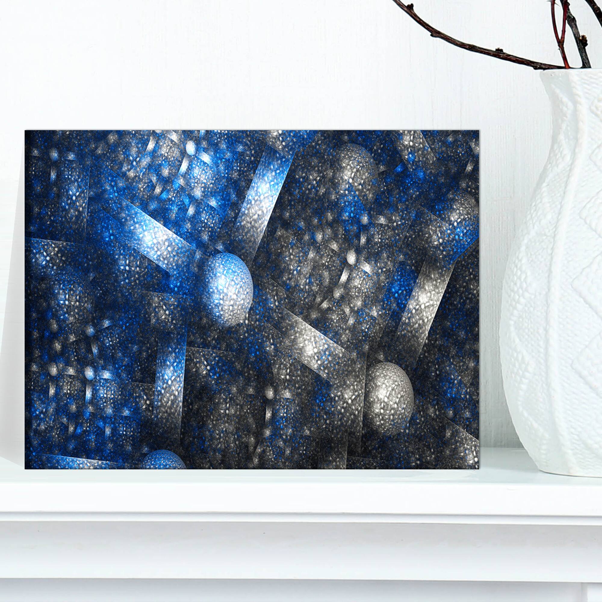 Designart - Crystal Cell Dark Blue Steel Texture