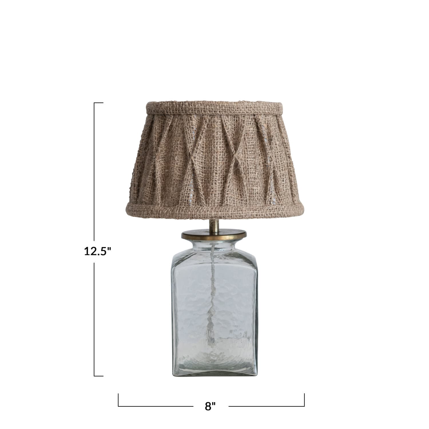 12.5&#x22; Clear &#x26; Natural Farmhouse Glass Table Lamp