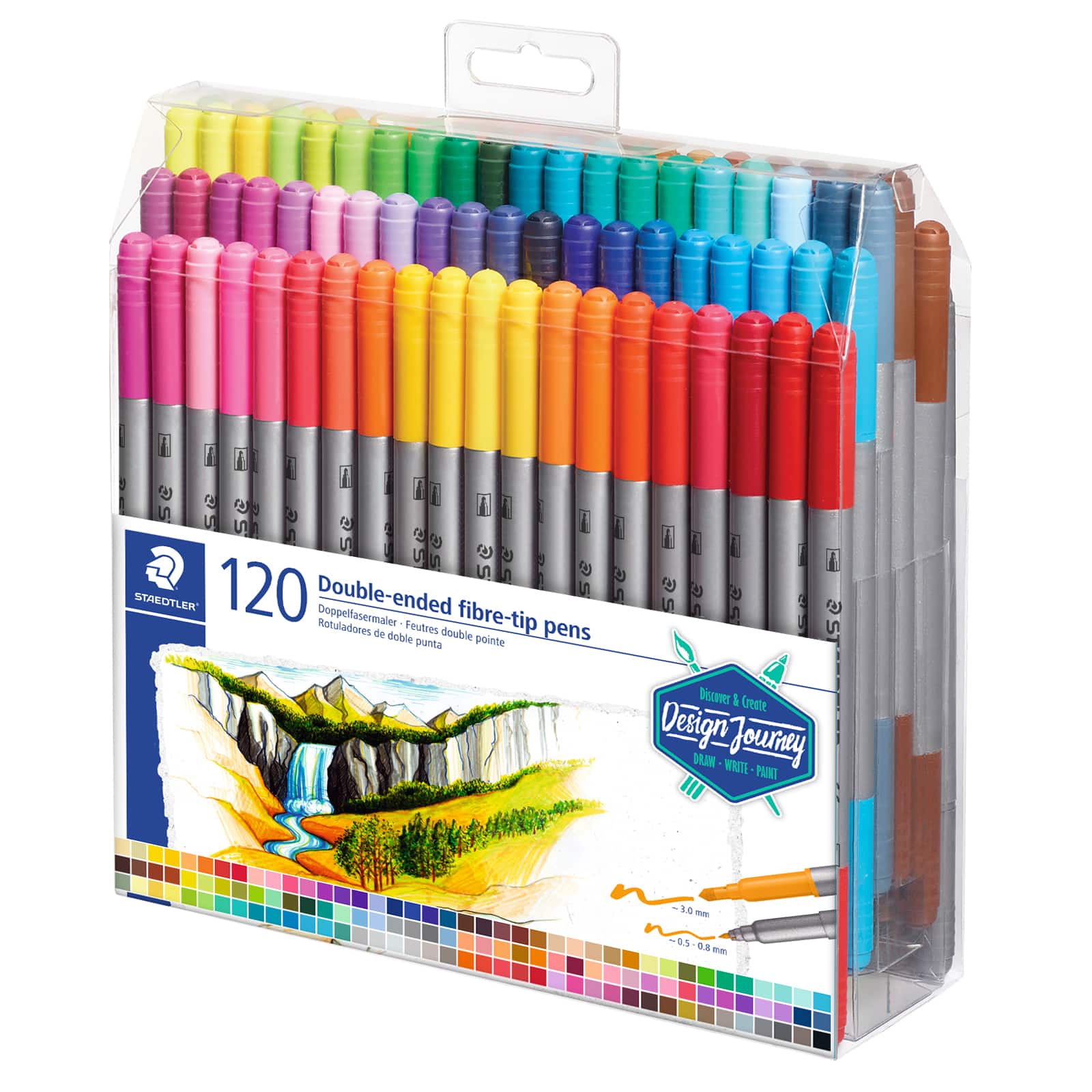 50 Felt Tip Pens Set Fine Fibre Drawing Markers Colouring Art