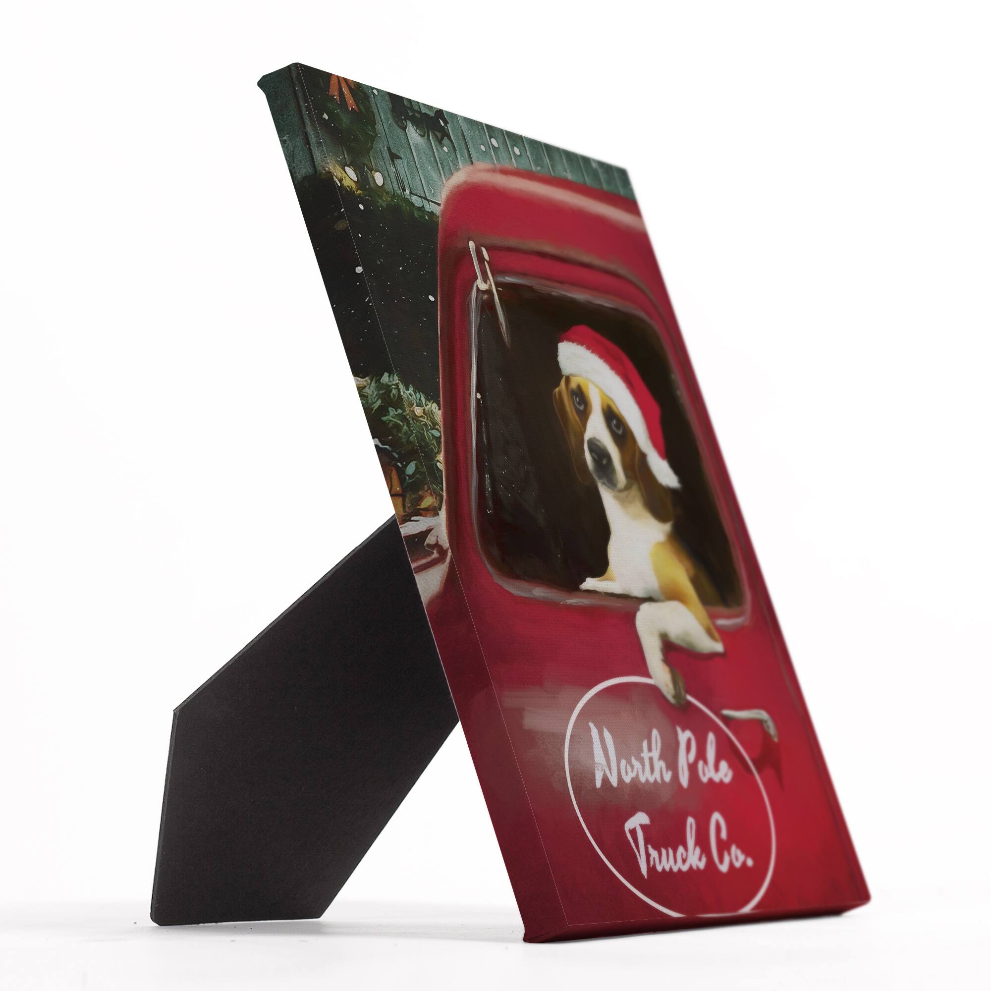 Christmas Beagle Tabletop Canvas