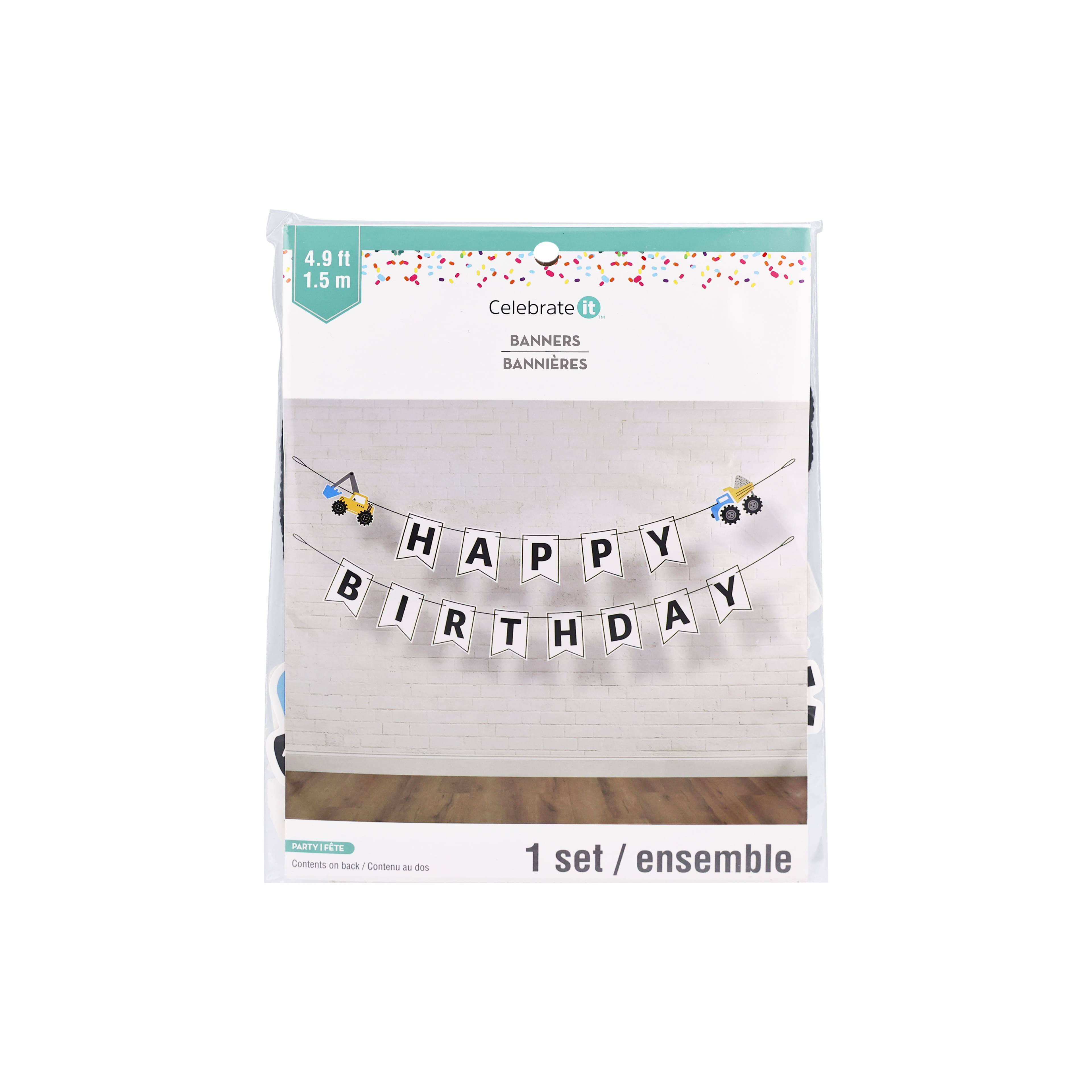 5ft. White Happy Birthday Construction Banner Set by Celebrate It™