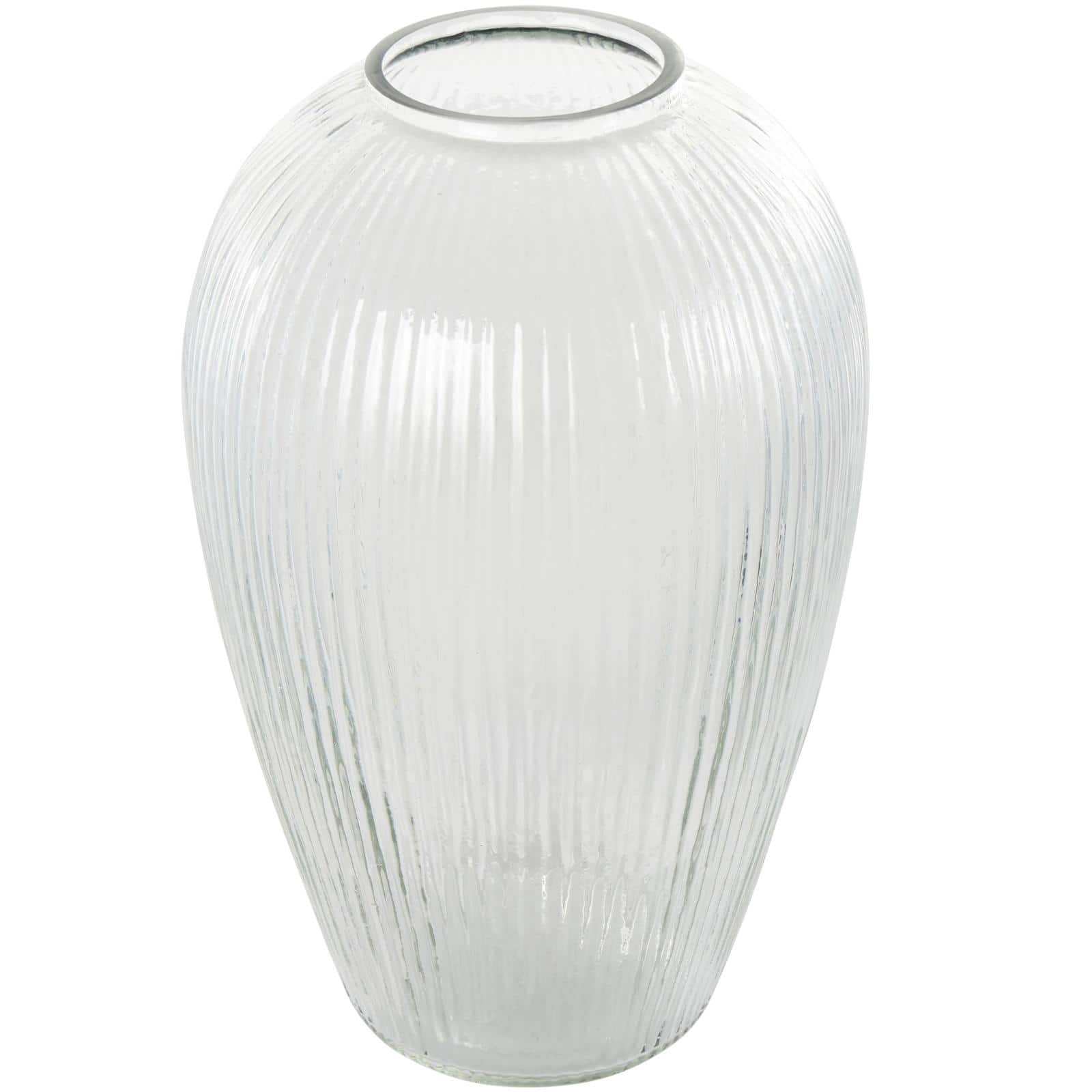 14" Clear Ribbed Glass Vase