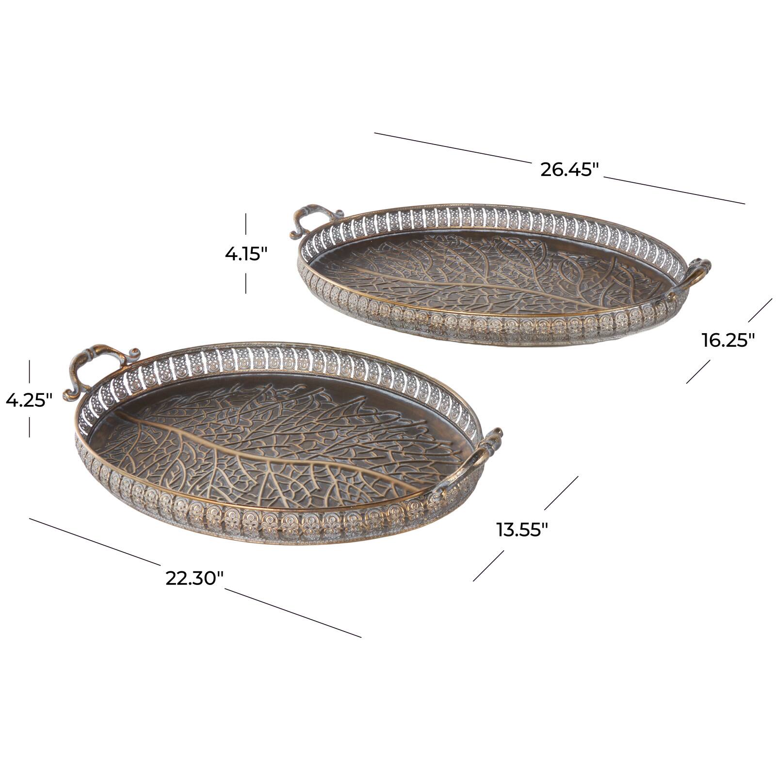 Brass Tree Patterned Tray Set