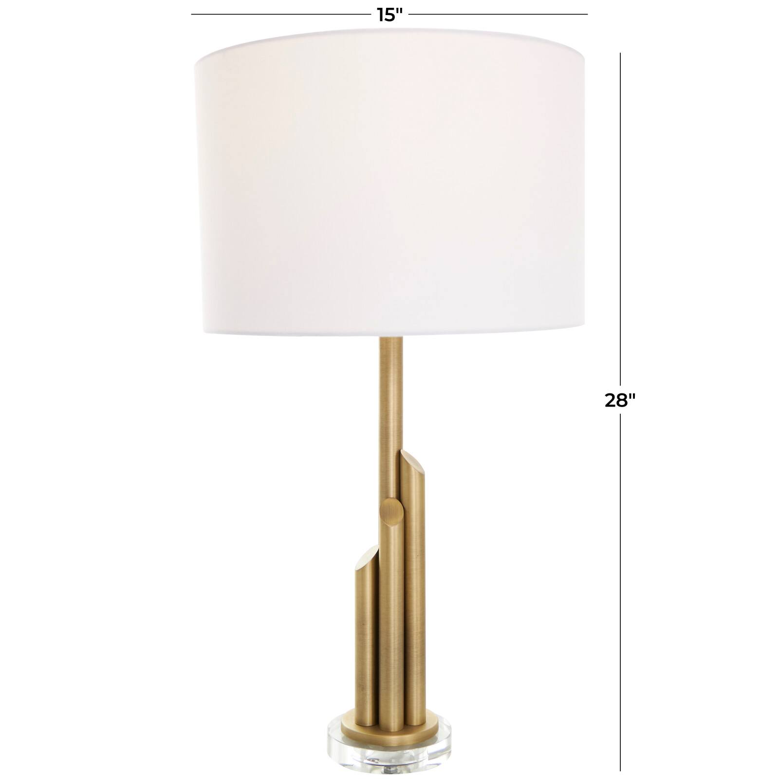 2ft. Gold Metal Abstract Tiered Pillar Accent Lamp with Glass Base