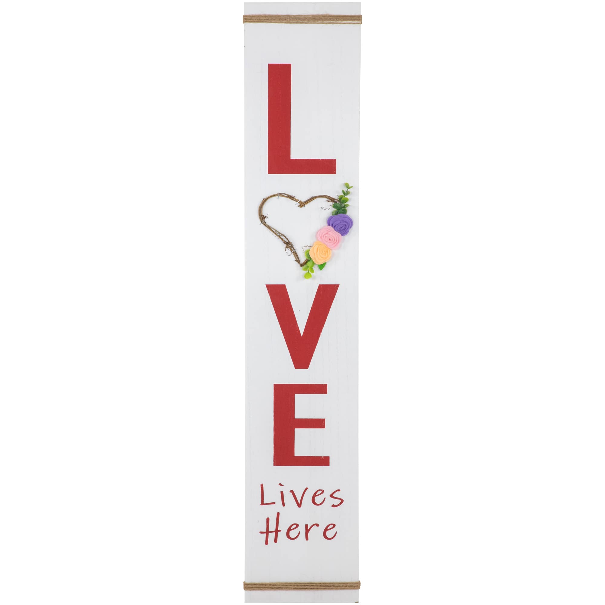 39.25&#x22; Valentine&#x27;s Day Love Lives Here Wooden Porch Board Sign