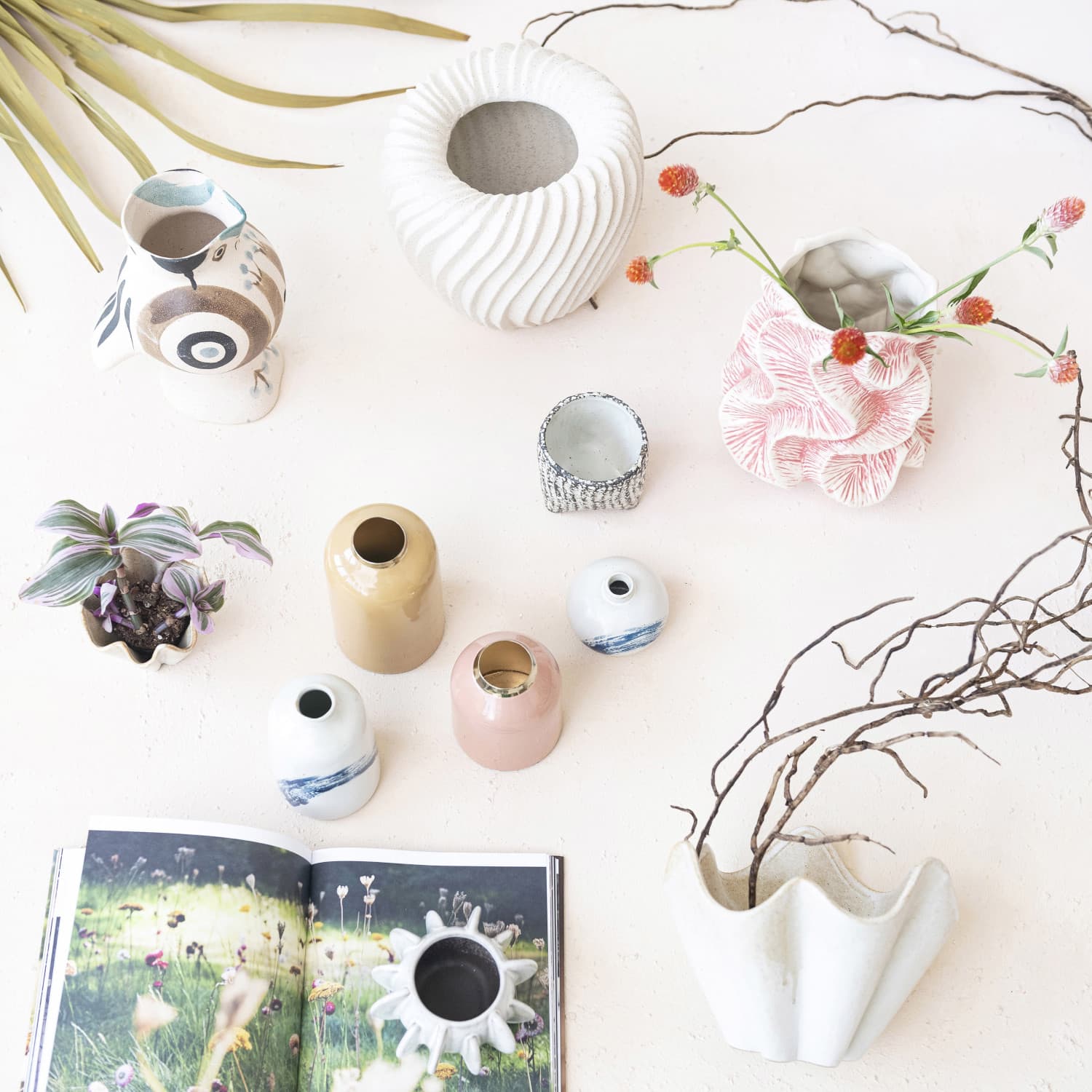 Hello Honey® 7.5" Cream Reactive Glaze Round Stoneware Ruffled Bowl