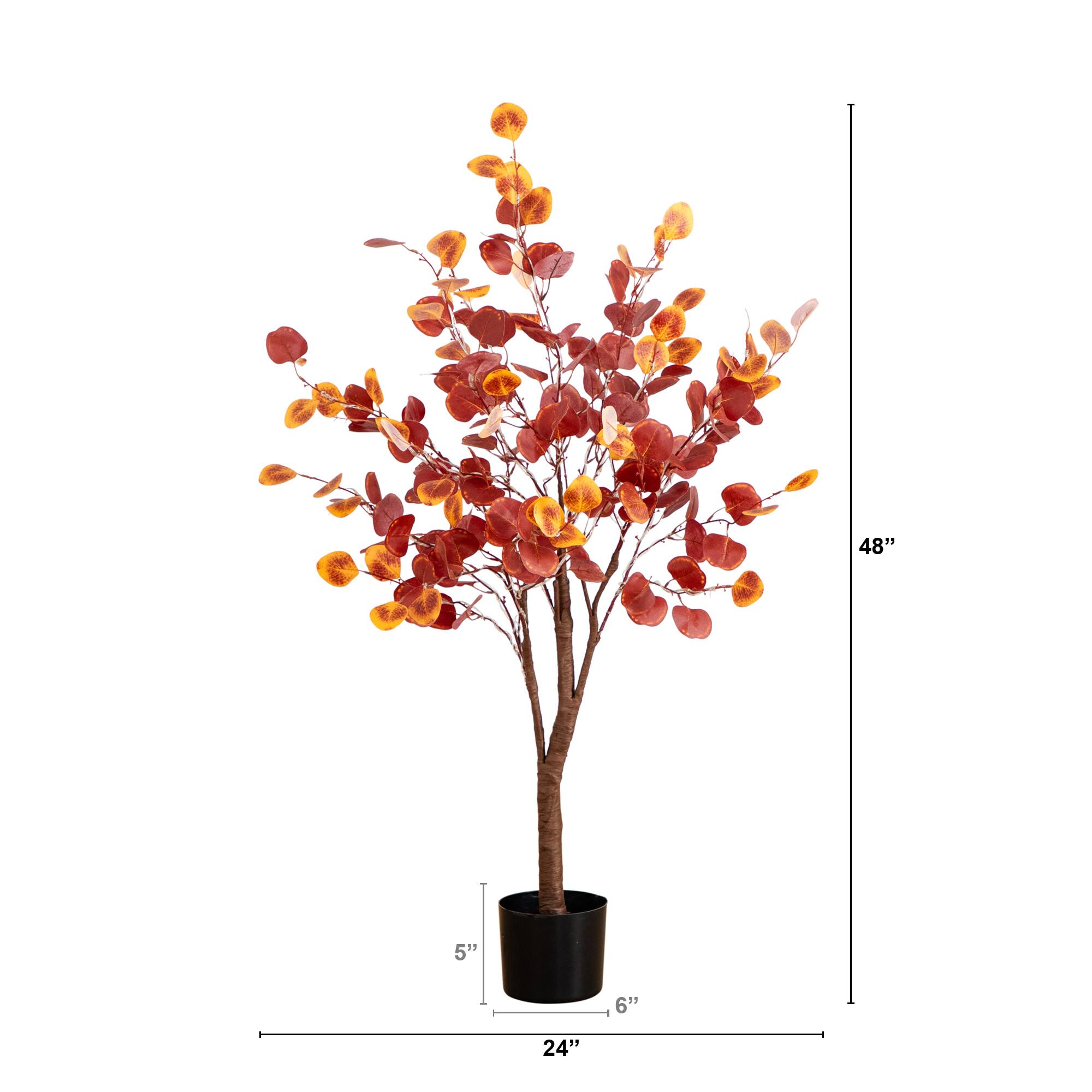4ft. Pre-Lit LED Autumn Eucalyptus Artificial Fall Tree
