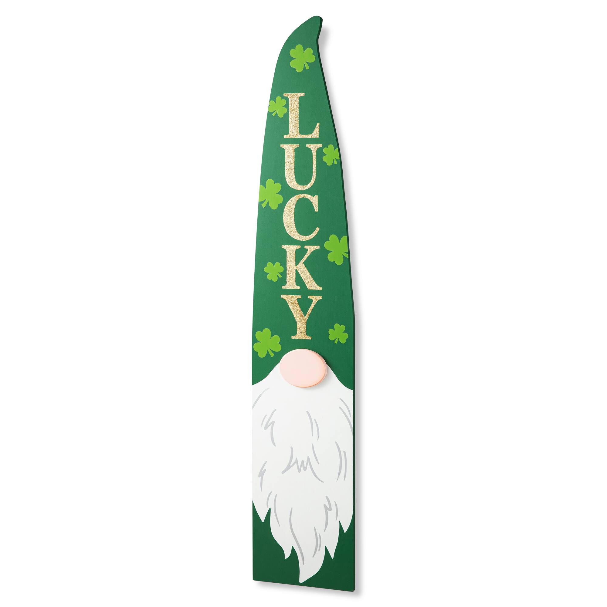 Glitzhome&#xAE; 42&#x22; St. Patrick&#x27;s Wooden Gonme Porch Decor