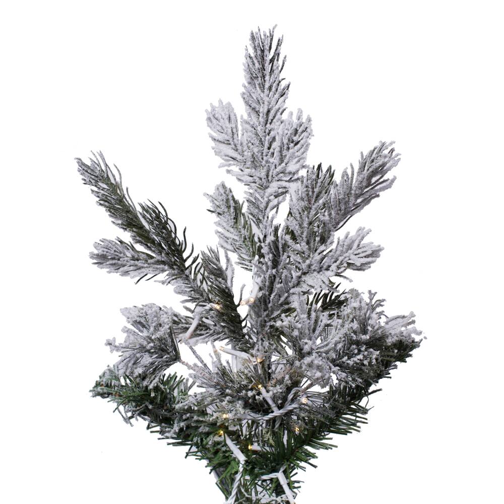 7.5ft. Pre-Lit Flocked Kiana Artificial Christmas Tree, White Low Voltage LED Lights