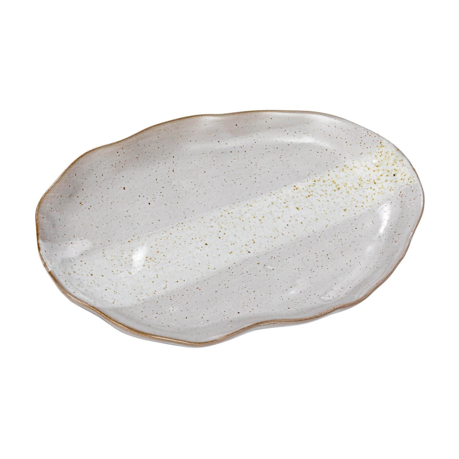 7.75&#x22; Cream Stoneware Organic Shaped Plate, 4ct.