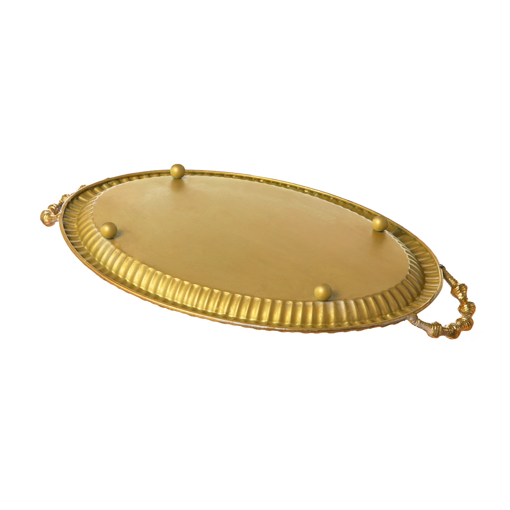 Glitzhome&#xAE; Gold Oval Metal Mirrored Decorative Trays Set