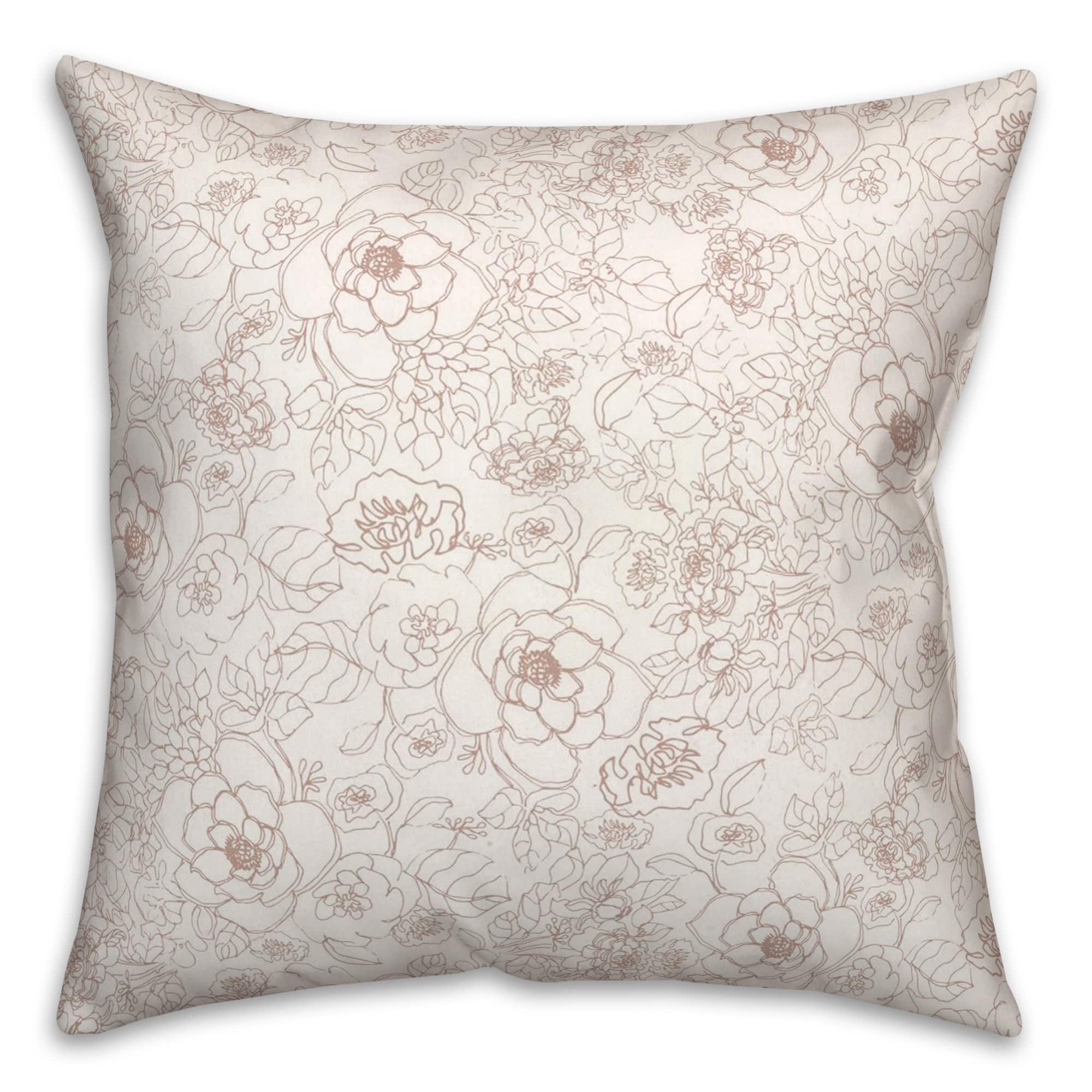 Line Floral Throw Pillow
