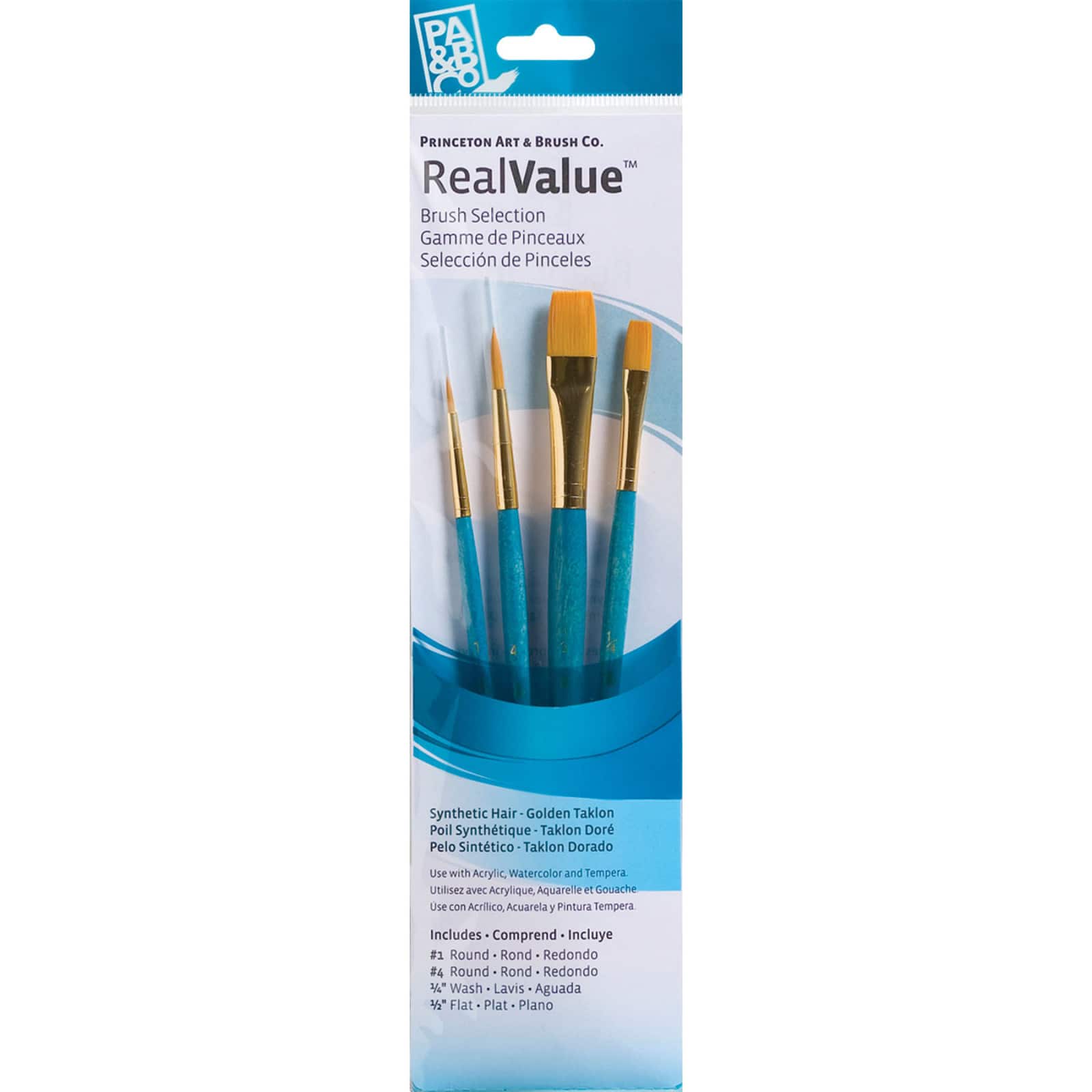 Princeton™ RealValue™ Golden Taklon 4 Piece Brush Set