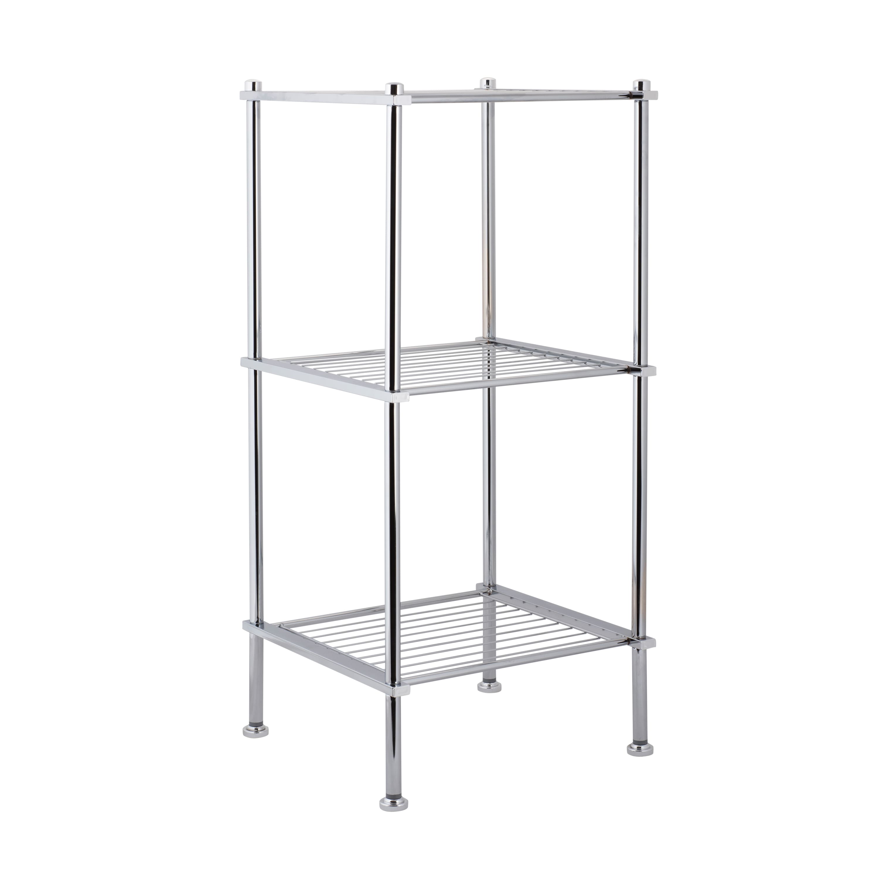 Organize It All 28" Metro Chrome 3-Tier Freestanding Shelving Tower
