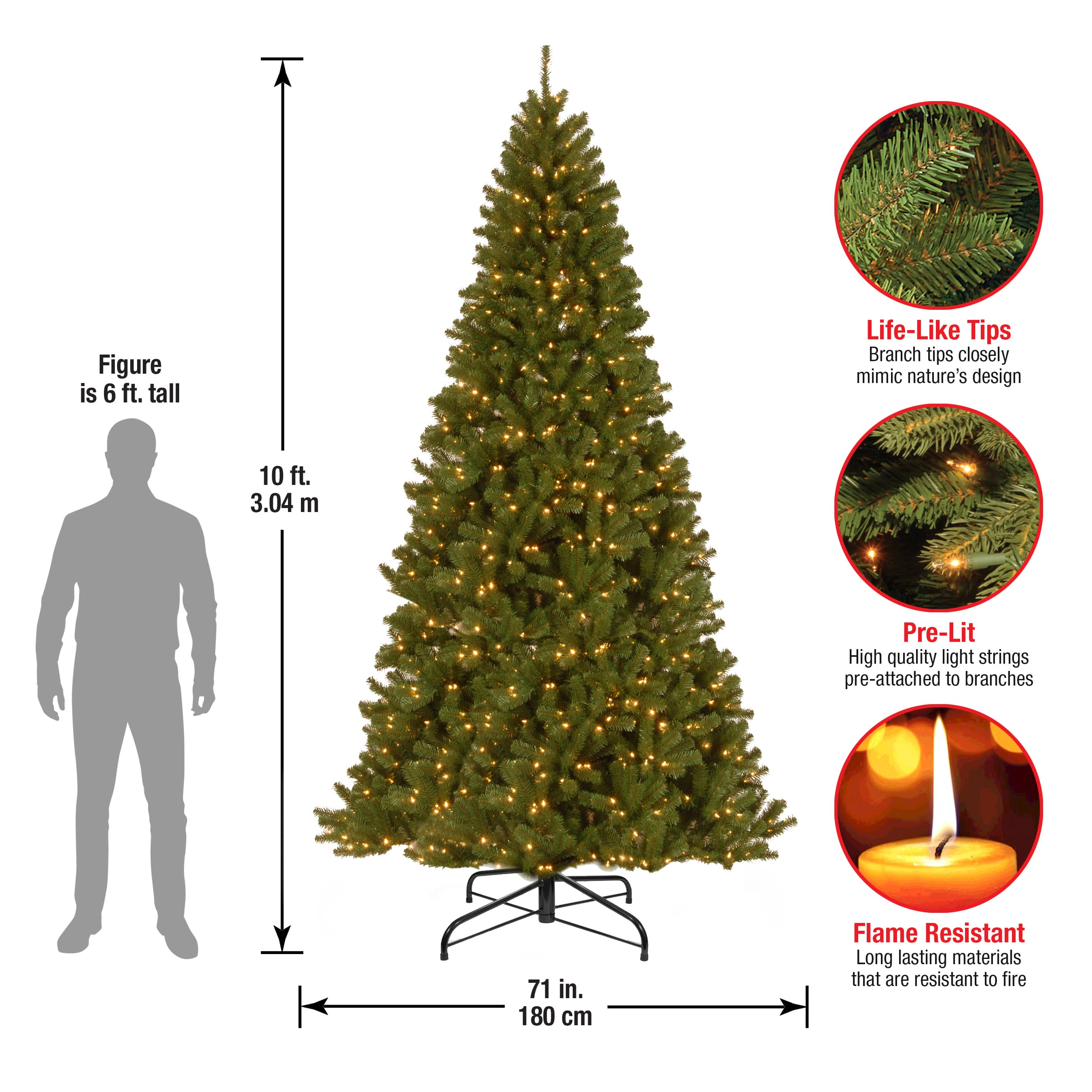 10 ft. Pre-lit North Valley Spruce Full Artificial Christmas Tree, Clear Lights