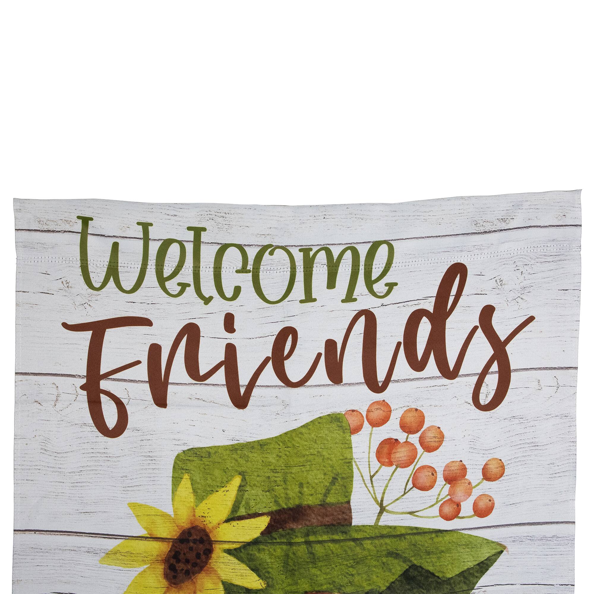 40&#x22; x 28&#x22; Scarecrow Welcome Friends Fall Harvest Outdoor House Flag
