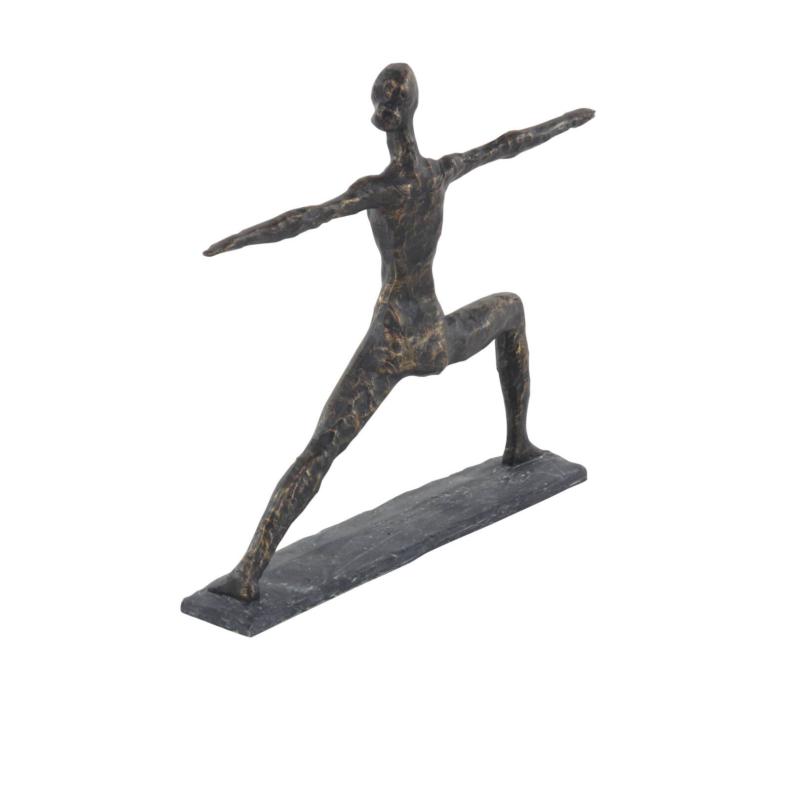 Brass Polystone Modern Sculpture, Yoga 12" x 14" x 3"