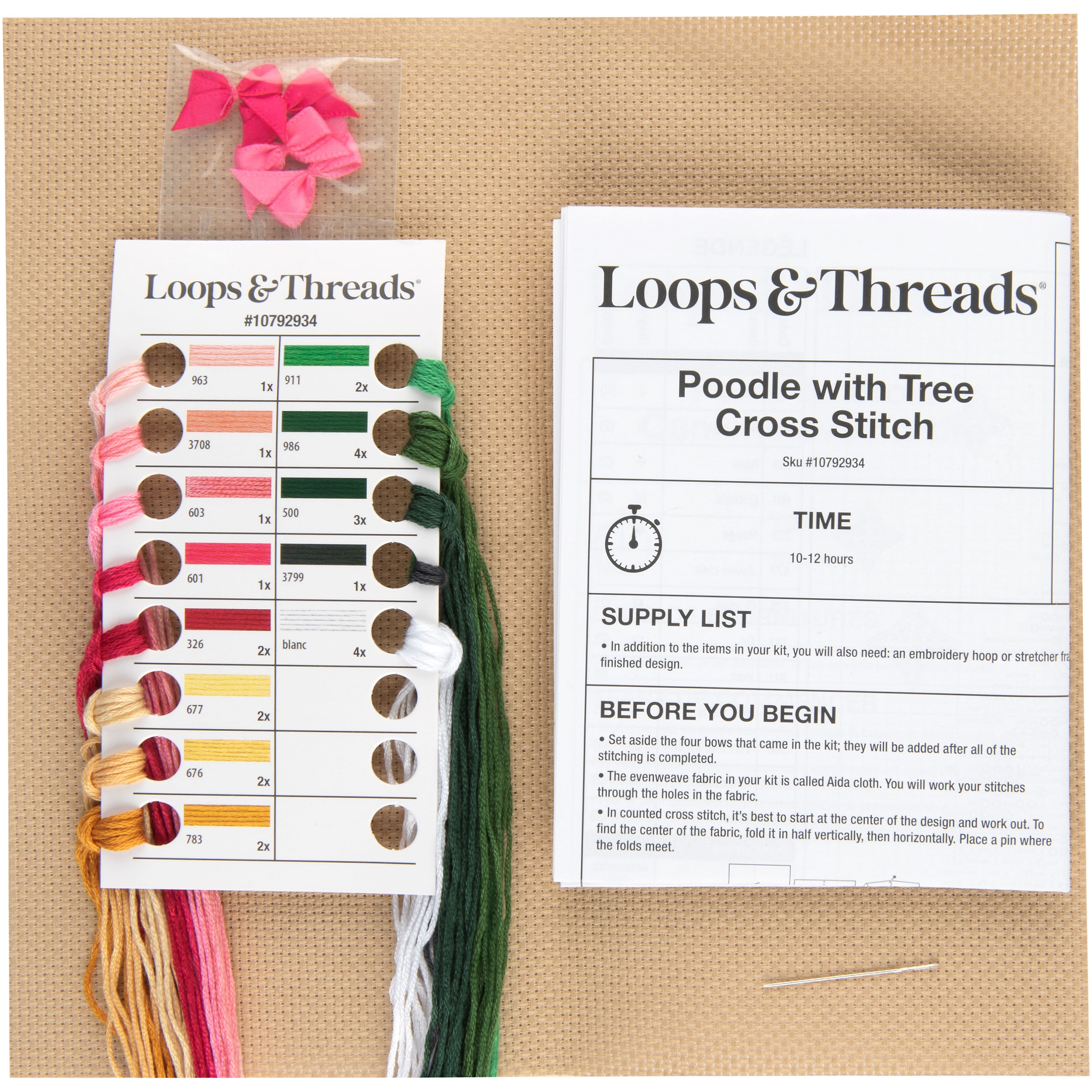 6&#x22; x 6&#x22; Poodle with Tree Cross Stitch Kit by Loops &#x26; Threads&#xAE;