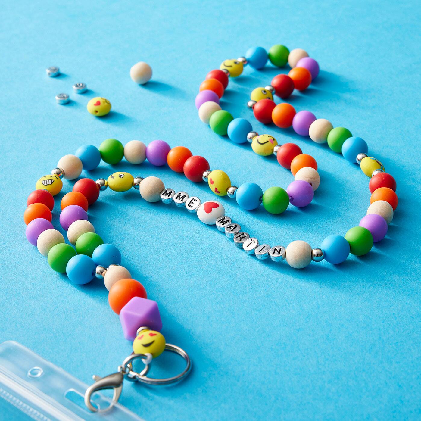 Smiley Face Beaded Lanyard