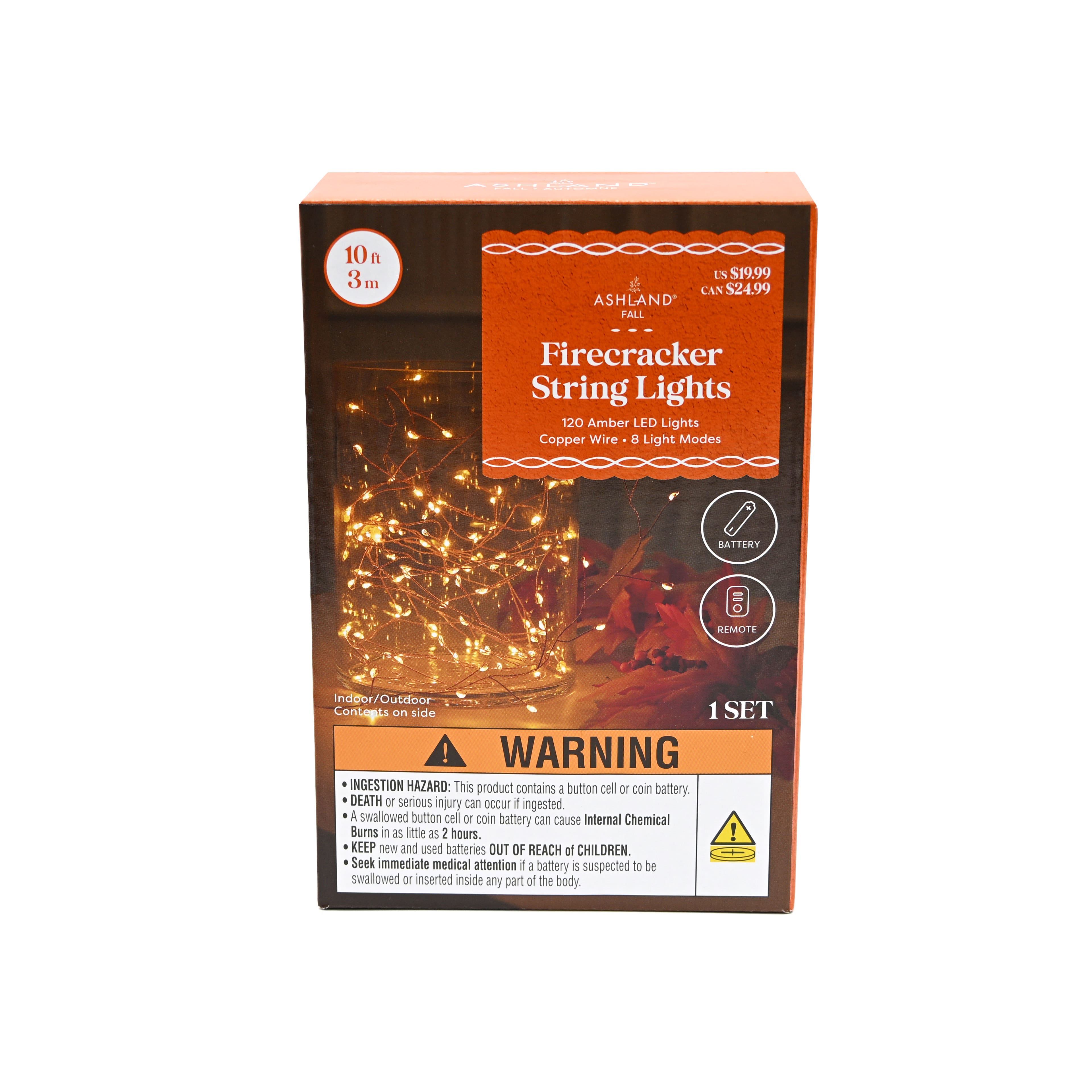 120ct. Amber LED Firecracker String Lights by Ashland&#xAE;