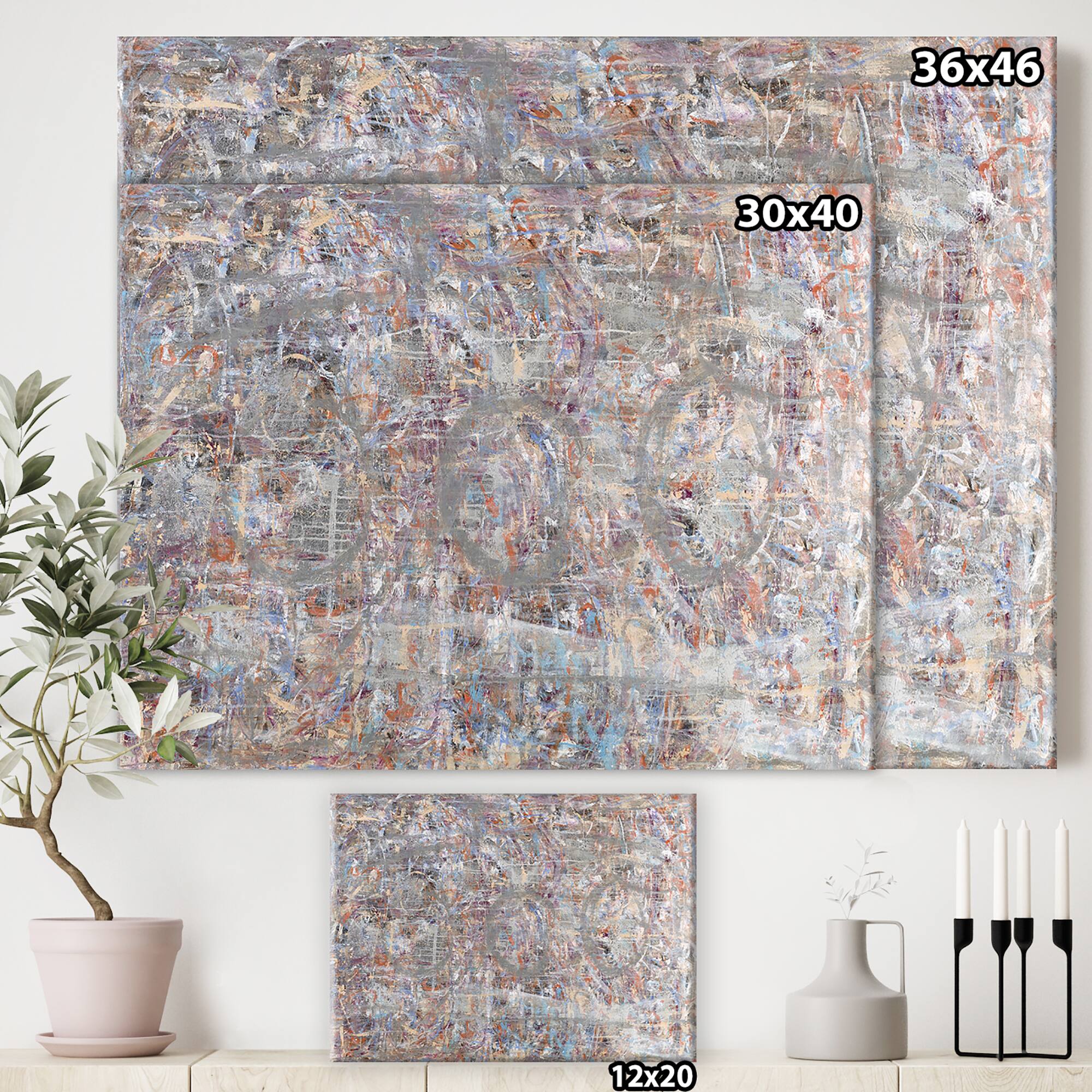 Designart - Blue And Gray Texture Painting - Modern & Contemporary Premium Canvas Wall Art