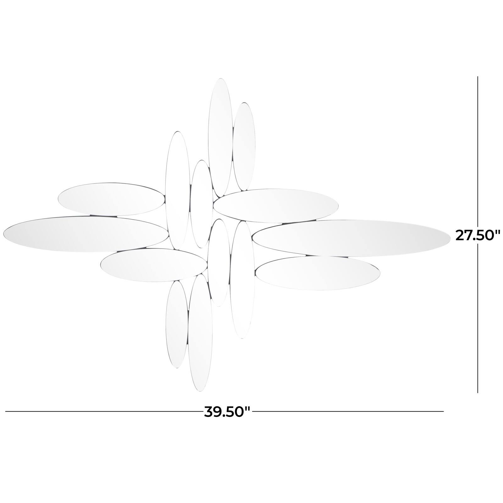 Silver Glass Frameless Wall Mirror 40" x 1" x 28"