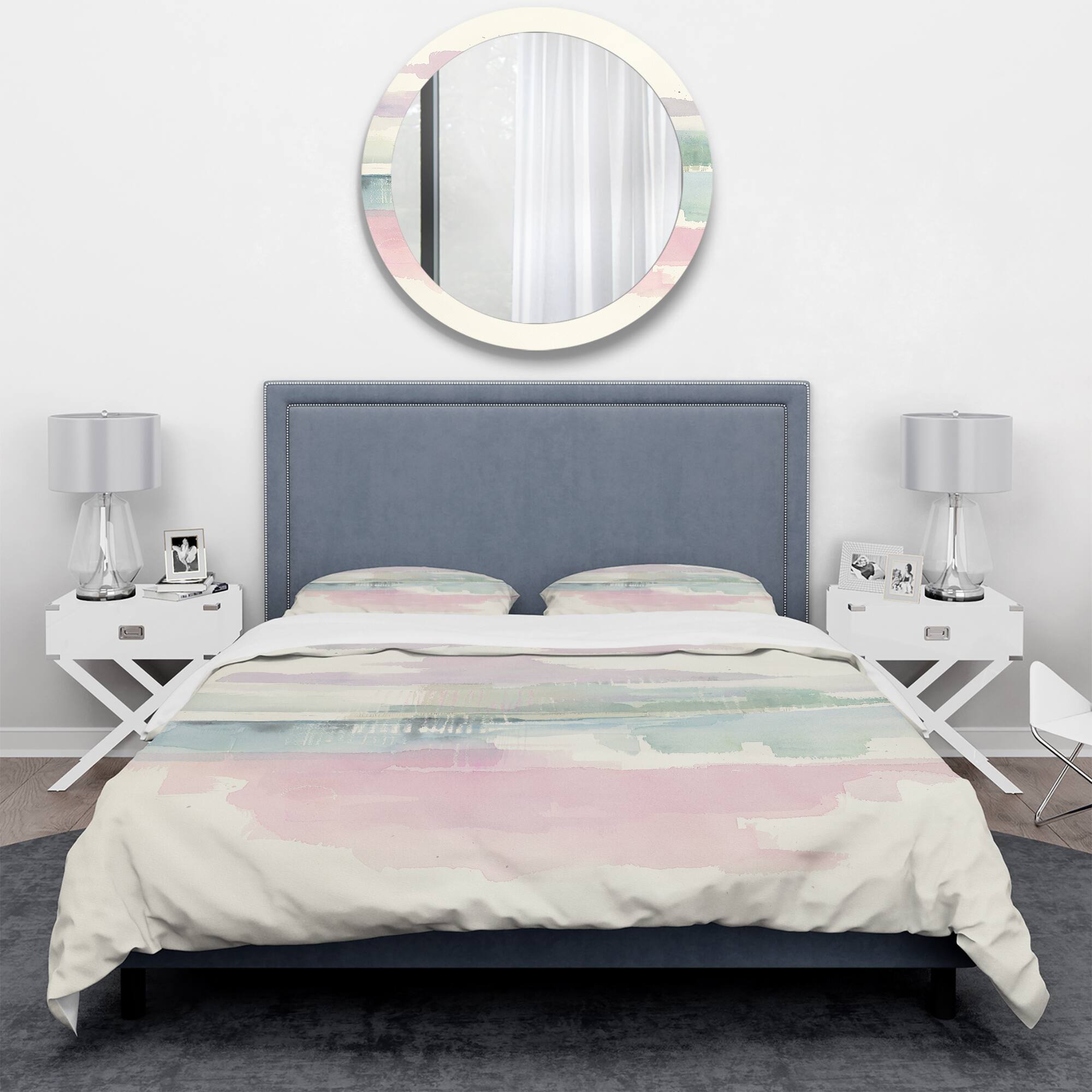 Designart &#x27;Pink Lifting Fog&#x27; Geometric Bedding Set - Duvet Cover &#x26; Shams