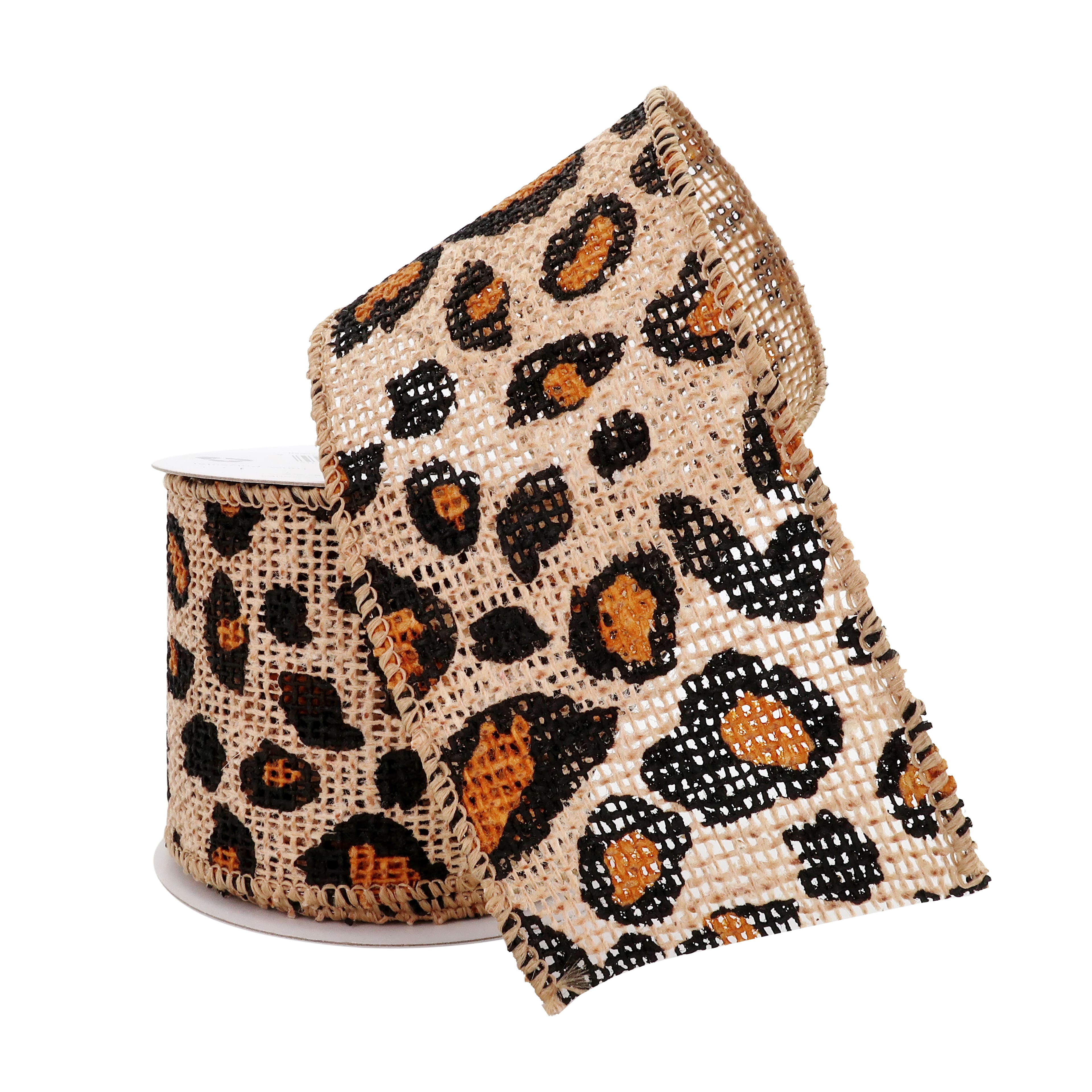 2.5'' x 3yd. Faux Burlap Wired Cheetah Ribbon by Celebrate It®
